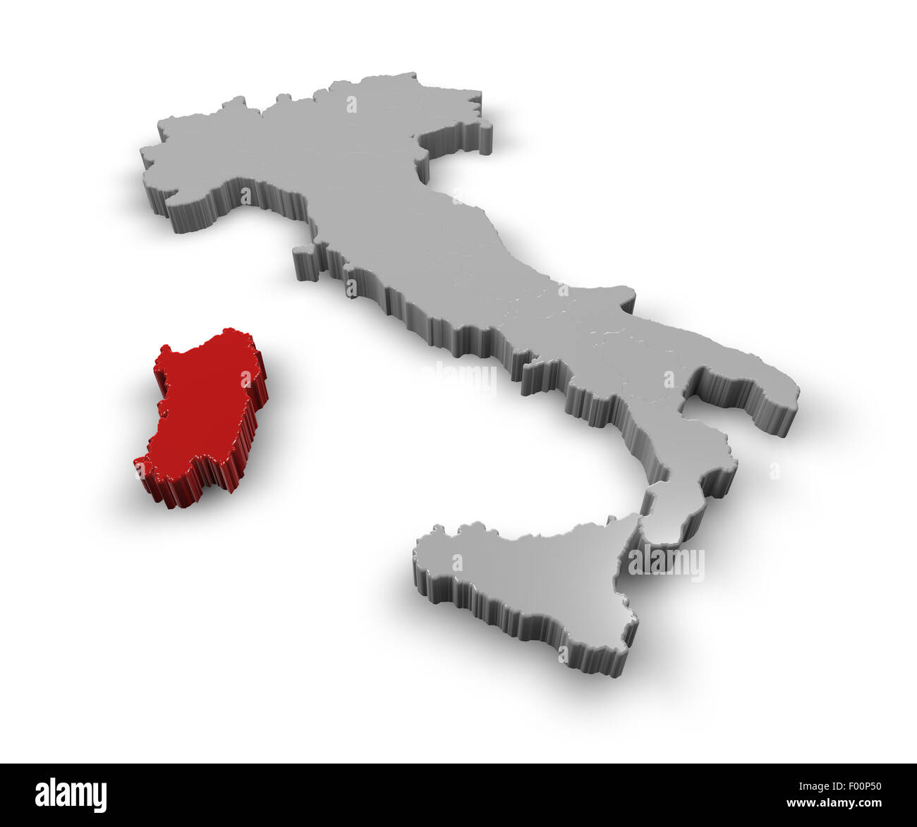 Mappa 3d di Italia Regioni Sardegna Foto Stock