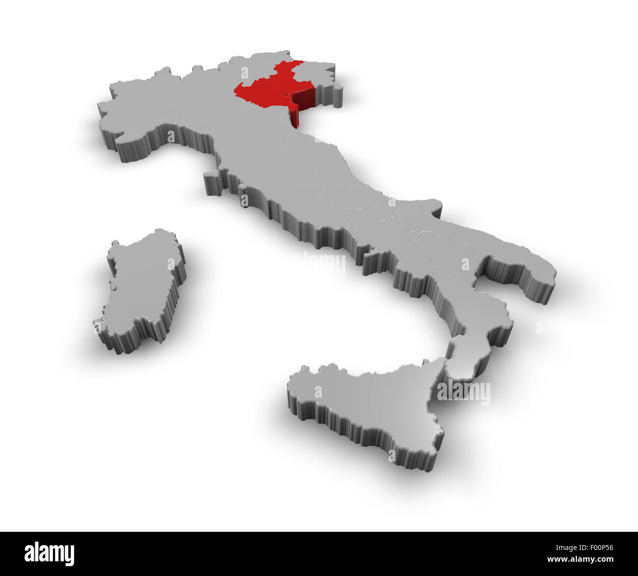Mappa 3d di Italia Regioni Veneto Foto Stock