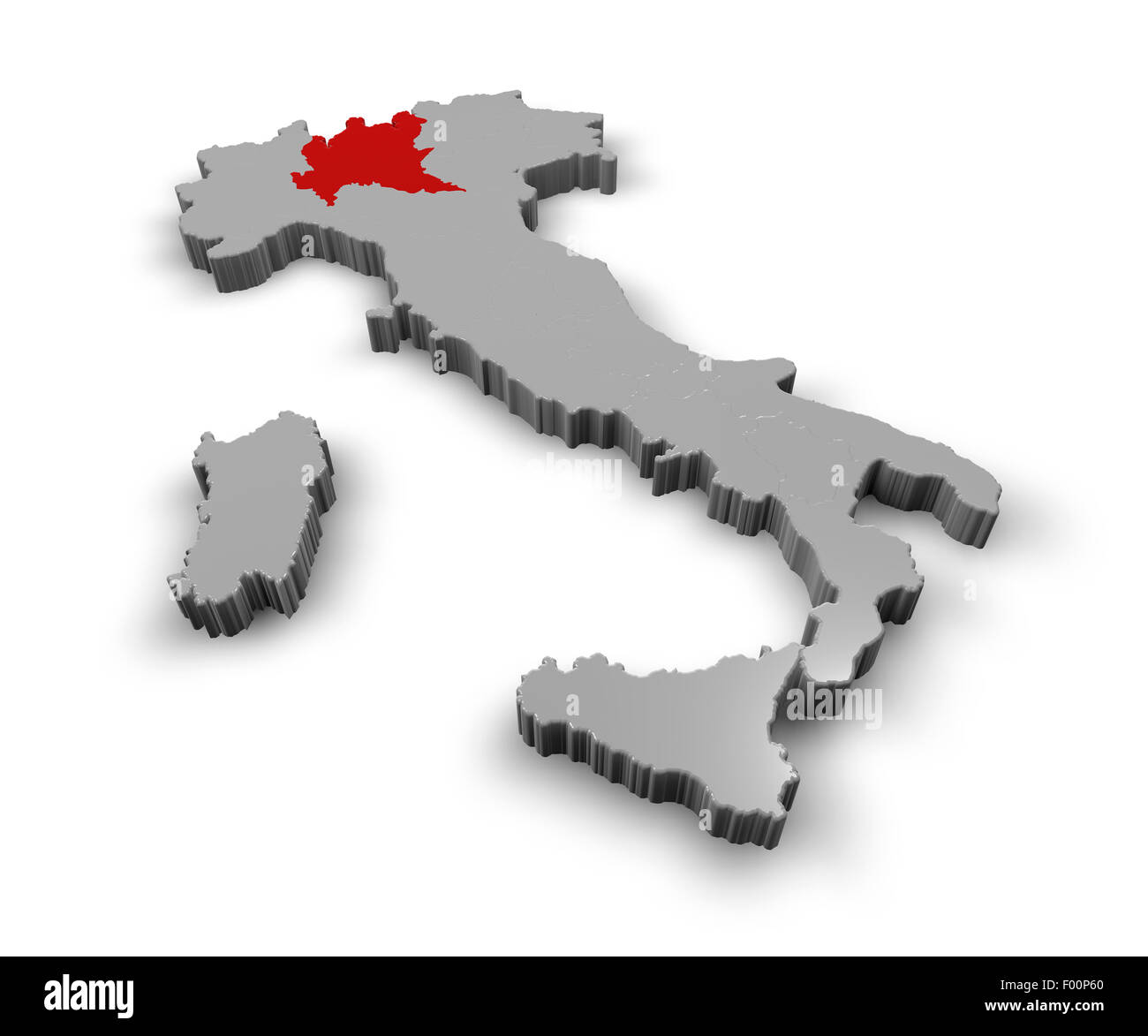 Mappa 3d di Italia Regioni Lombardia Foto Stock