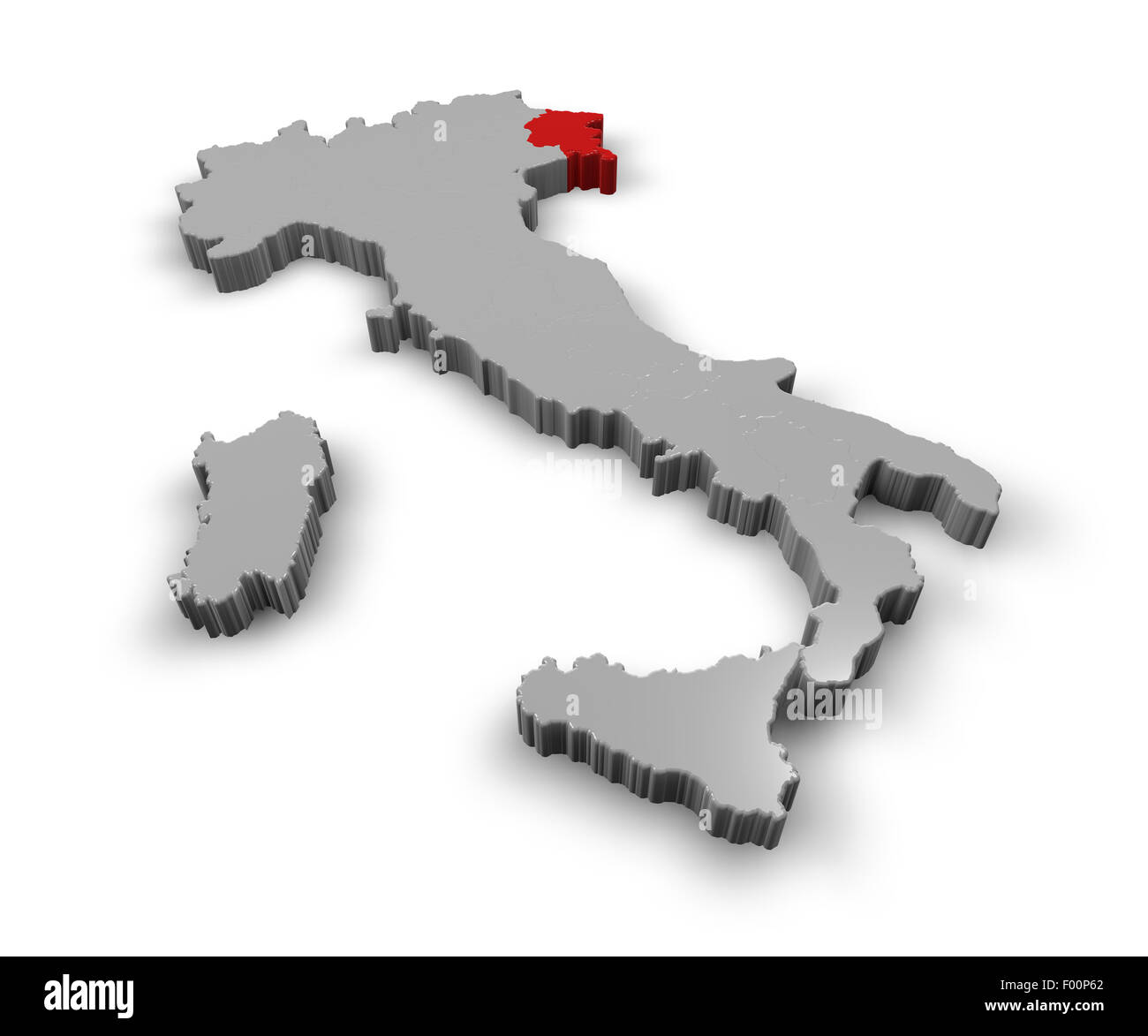 Mappa 3d di Italia Regioni Friuli Venezia Giulia Foto Stock
