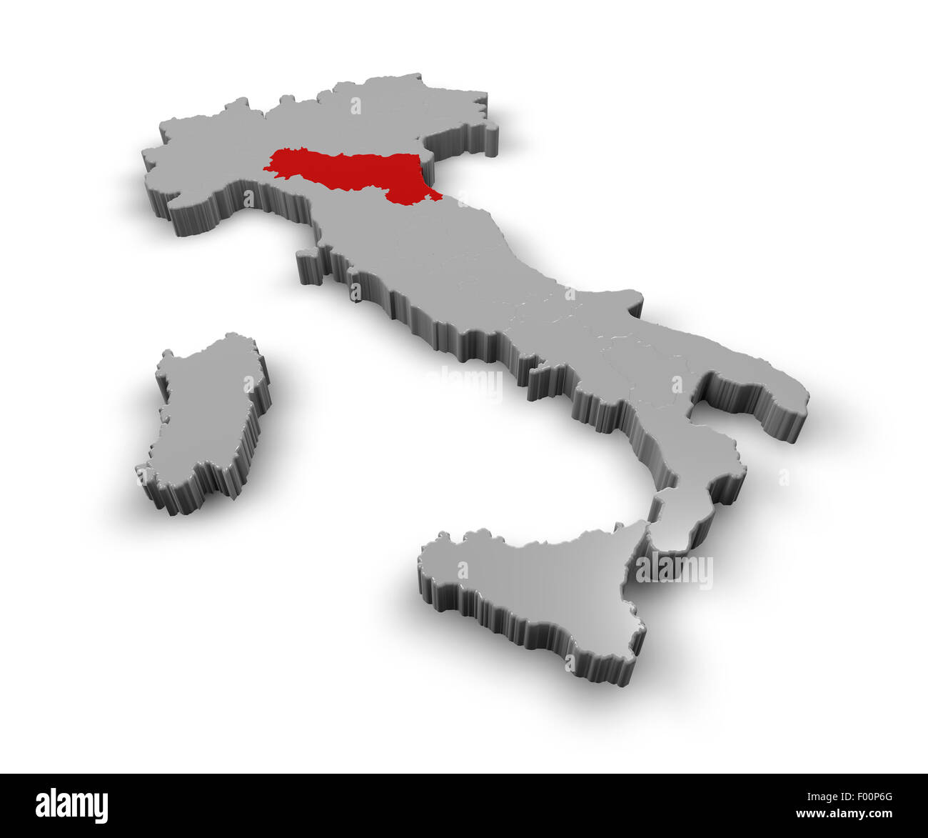 Mappa 3d di Italia Regioni Emilia Romagna Foto Stock