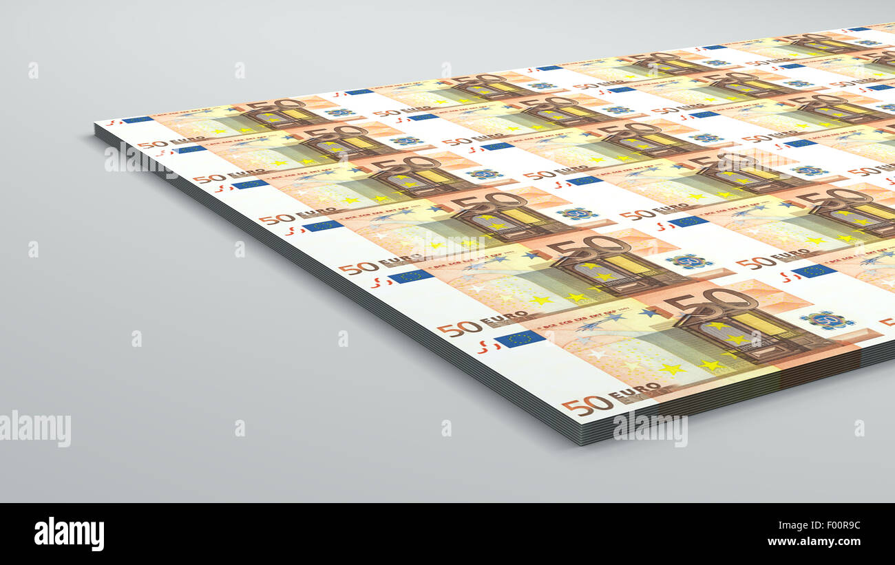 3D 50 di banconote in euro della carta moneta Foto Stock