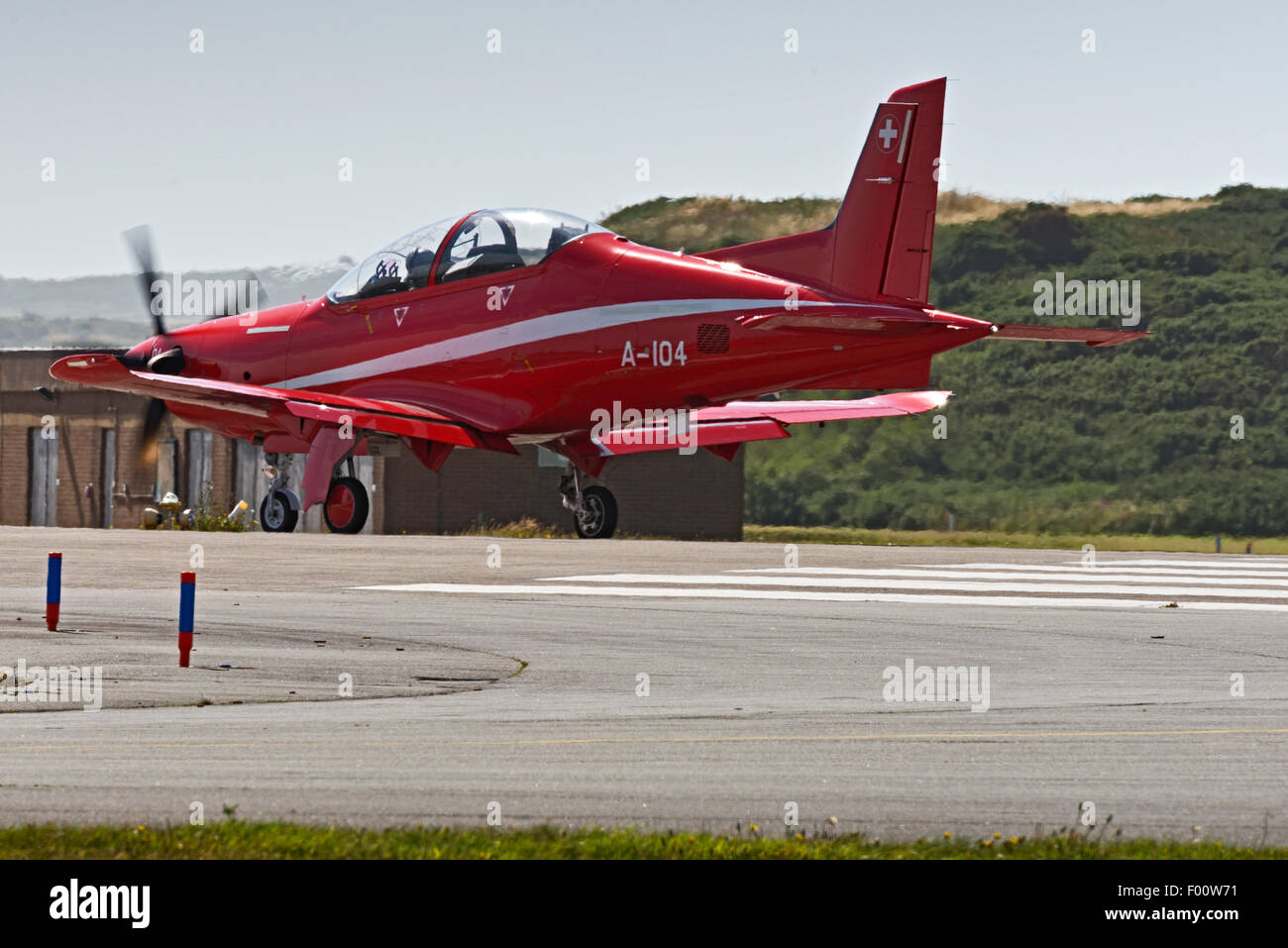 Raf Valley Anglesey North Wales UK Swiss PC-21 aeromobile a turboelica A-104 pilatus Foto Stock