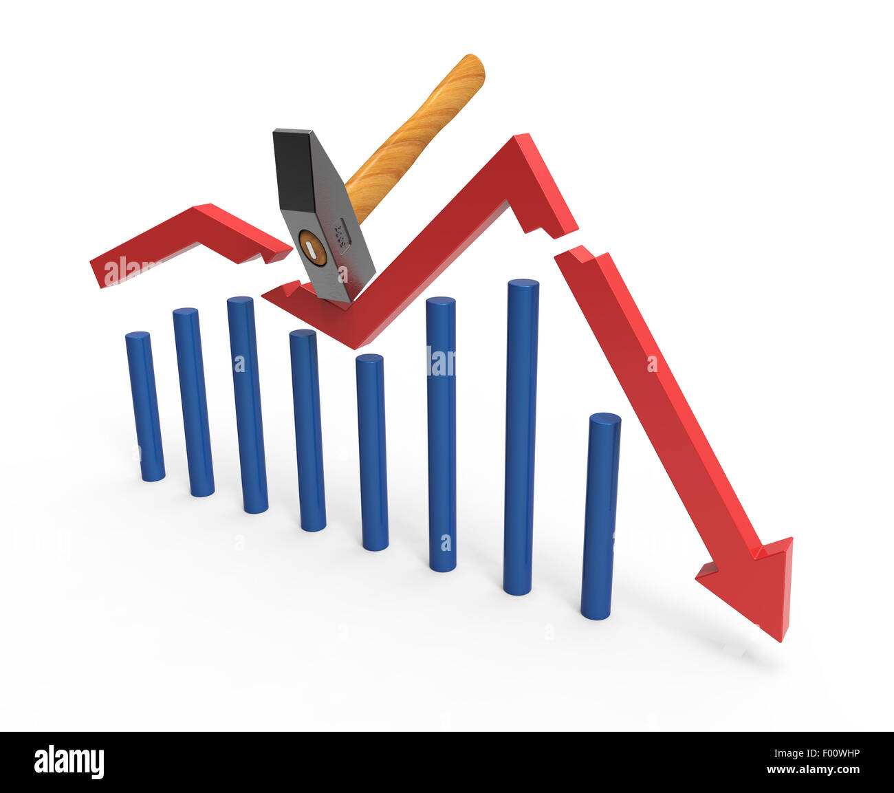 Freccia rotta grande martello come concetto Foto Stock