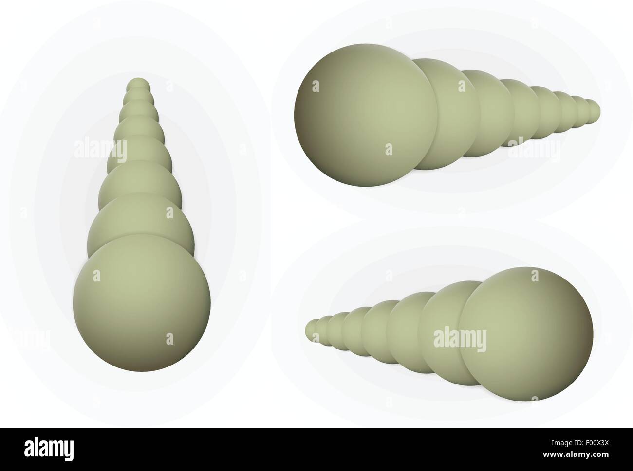 Imposta il vettore di sfere nella riga diversa prospettiva. Illustrazione Vettoriale
