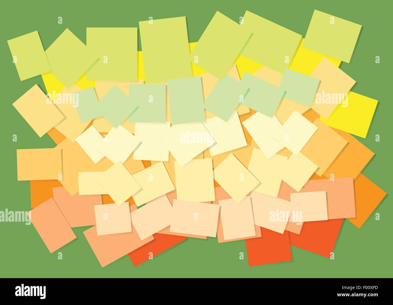 Ufficio colorata carta adesiva etichetta sulla scheda verde dello sfondo. EPS10 illustrazione vettoriale. Illustrazione Vettoriale