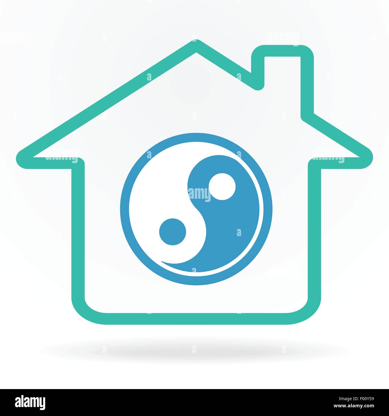 Casa con yin-yang simbolo come armonia home concetto illustrazione vettoriale. Illustrazione Vettoriale