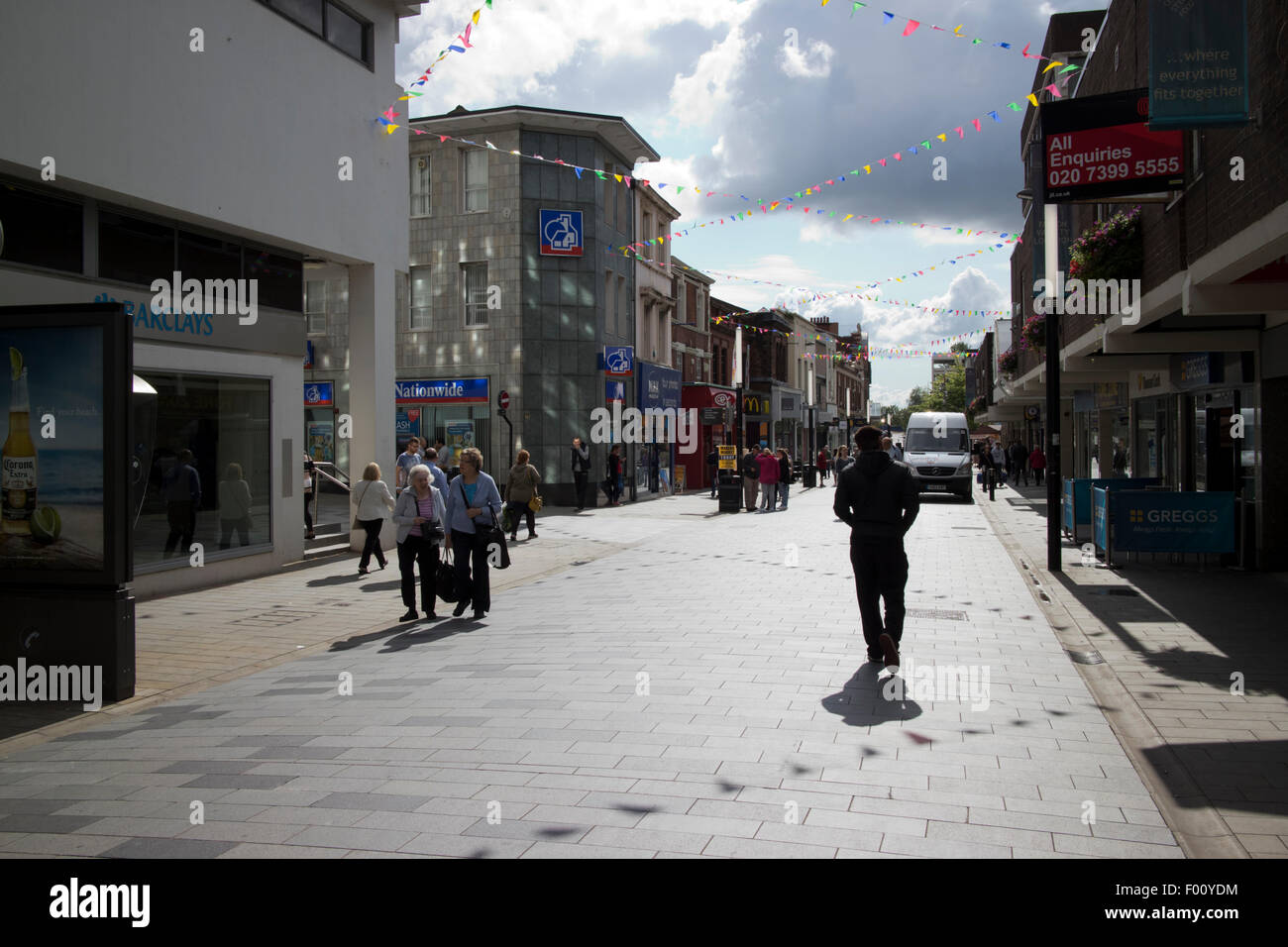 Church Street zona pedonale per lo shopping di st helens town centre regno unito Foto Stock