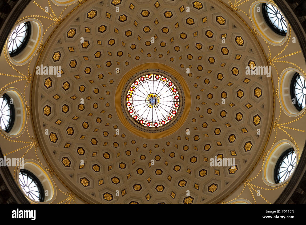 Cupola Centrale al di sopra della Hall di entrata o Rotunda in Municipio, aperto 1779, Dame Street, Città di Dublino, Irlanda Foto Stock