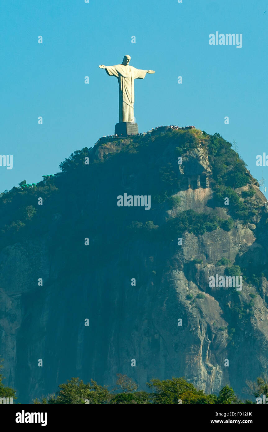 Statua del Cristo Redentore, Corcovado Rio de Janeiro, Brasile Foto Stock
