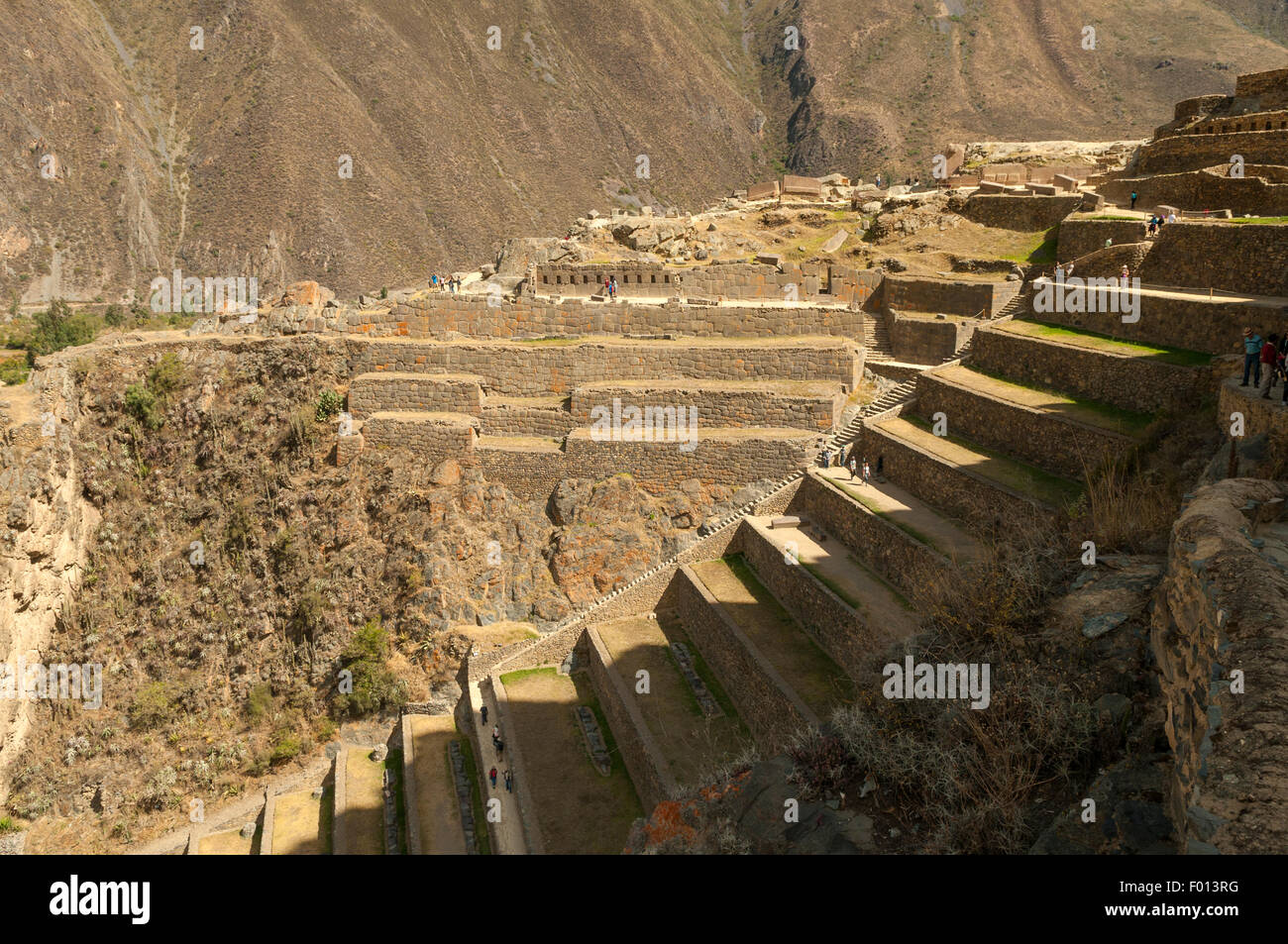 Rovine Inca di Ollantaytambo, Valle Sacra, Perù Foto Stock