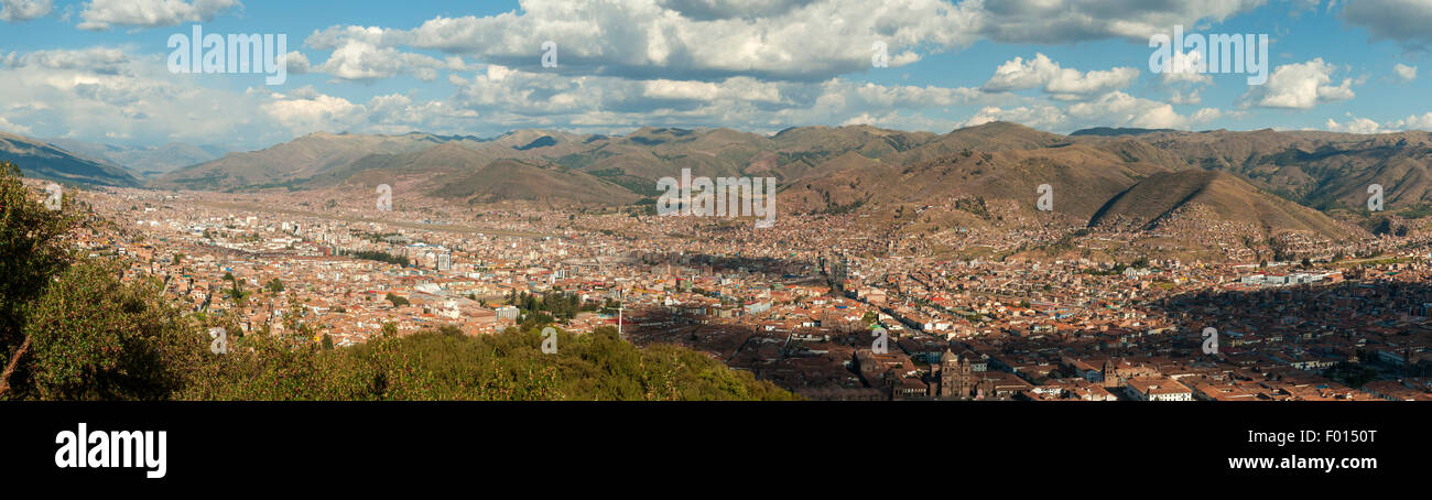 Cuzco dal rovine Inca di Sacsayhuaman, Perù Foto Stock