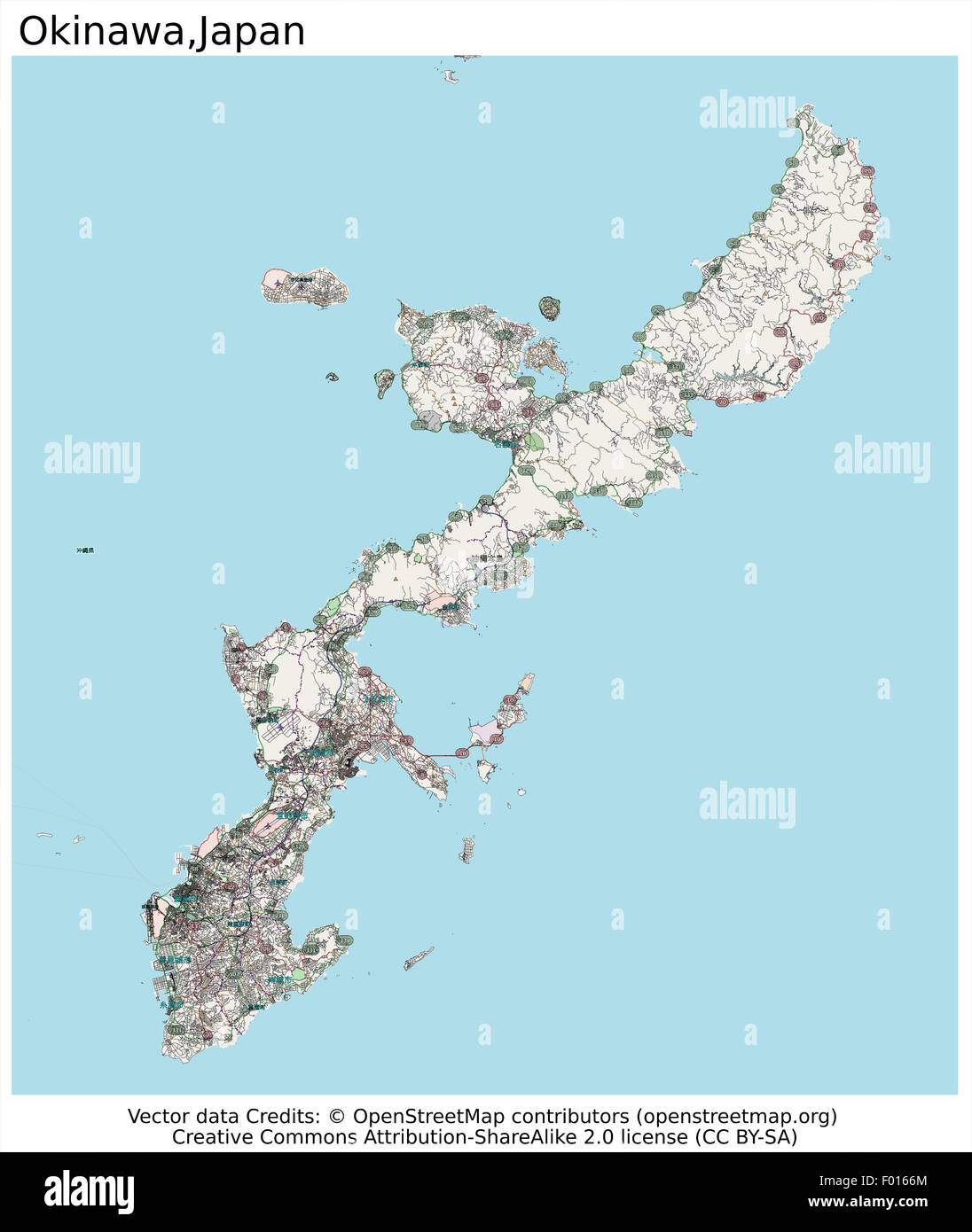 L'isola di Okinawa in Giappone mappa della città vista aerea Immagine e  Vettoriale - Alamy