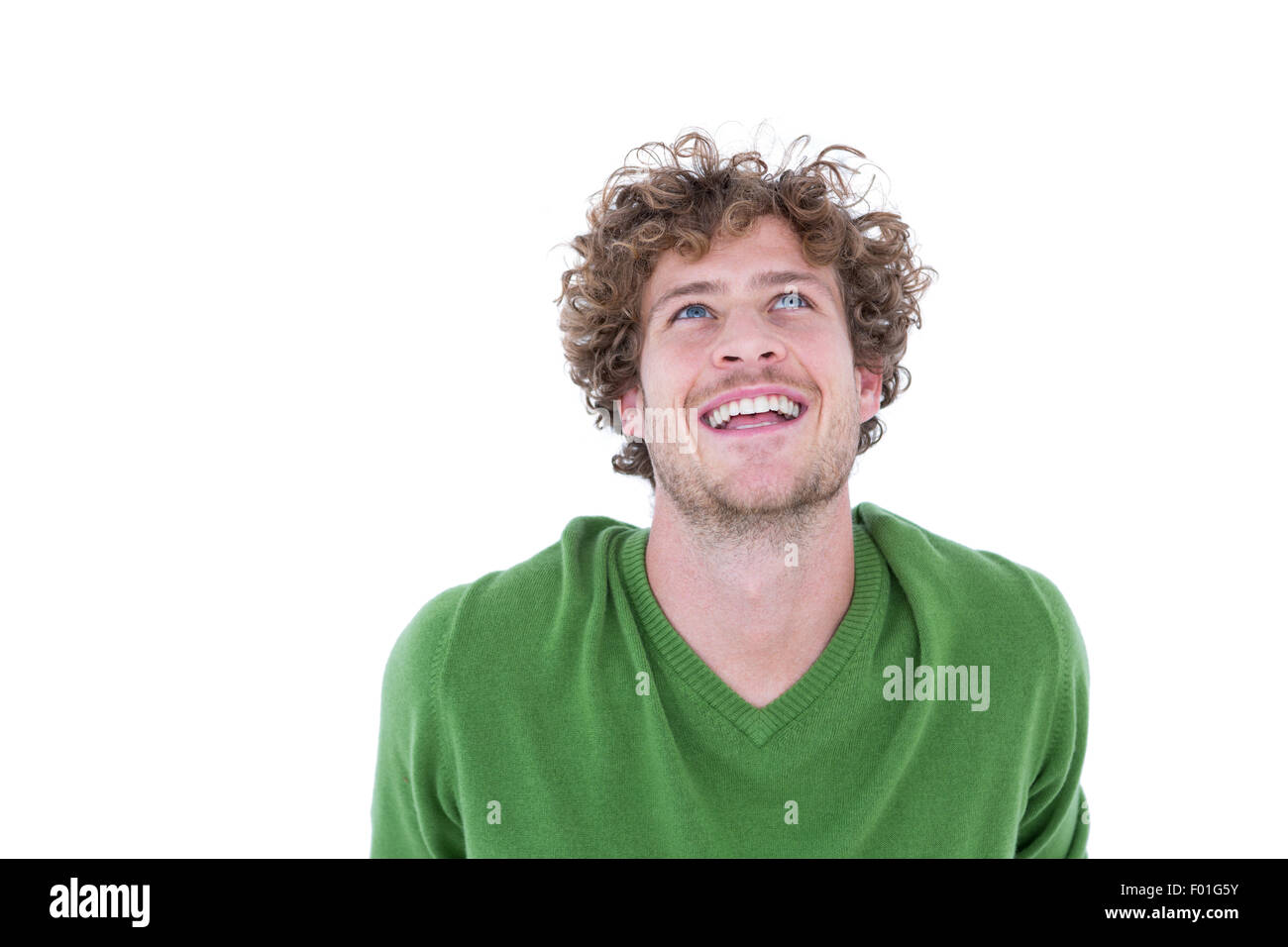 Felice uomo bello guardare lontano Foto Stock