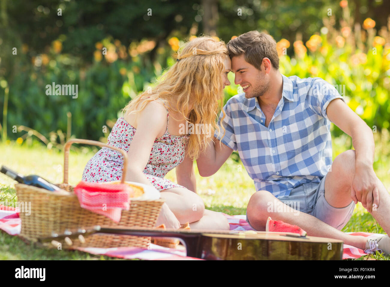 Coppia giovane su un picnic Foto Stock