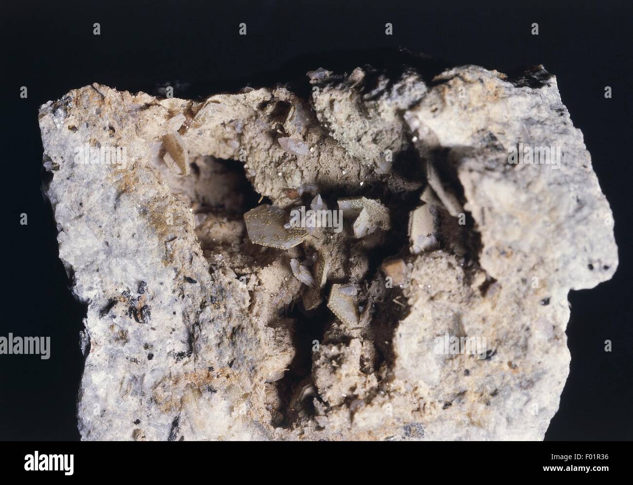 Minerali: Tridymite (biossido di silicio) Foto Stock