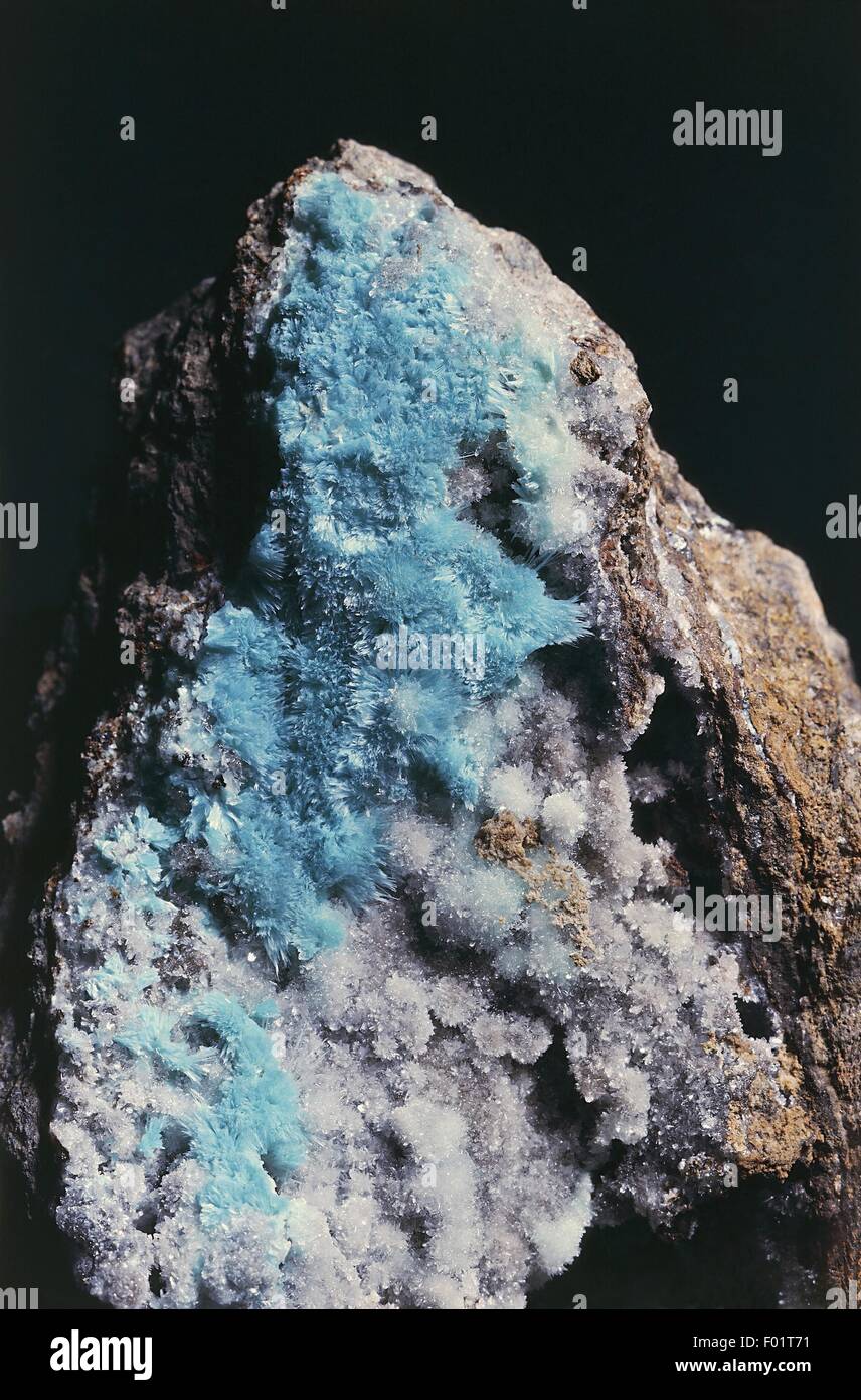 Minerali: aurichalcite fibroso Foto Stock