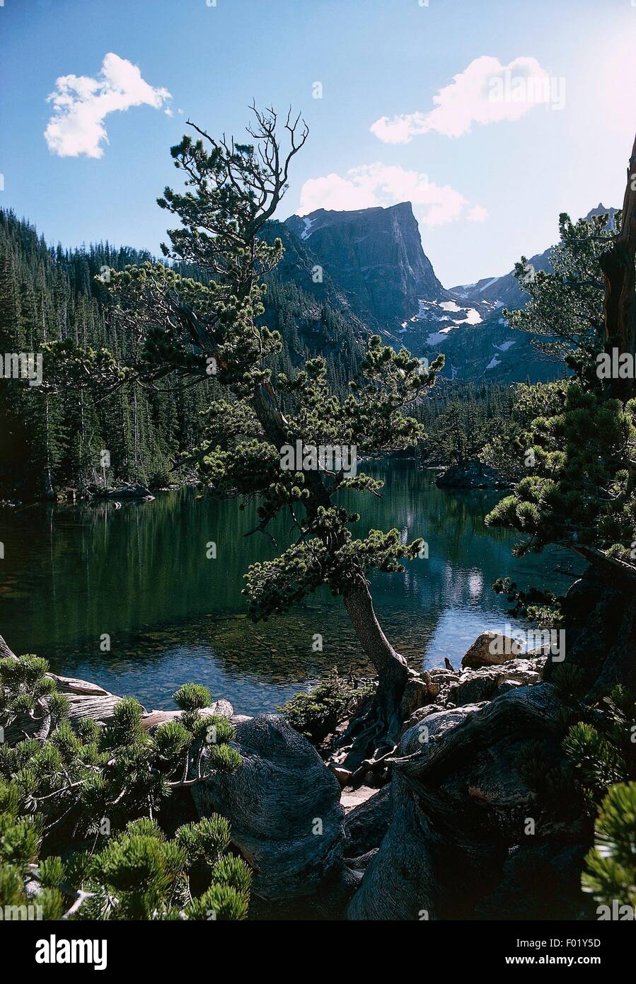 Lago di montagna, Rocky Mountain National Park, COLORADO, Stati Uniti d'America. Foto Stock