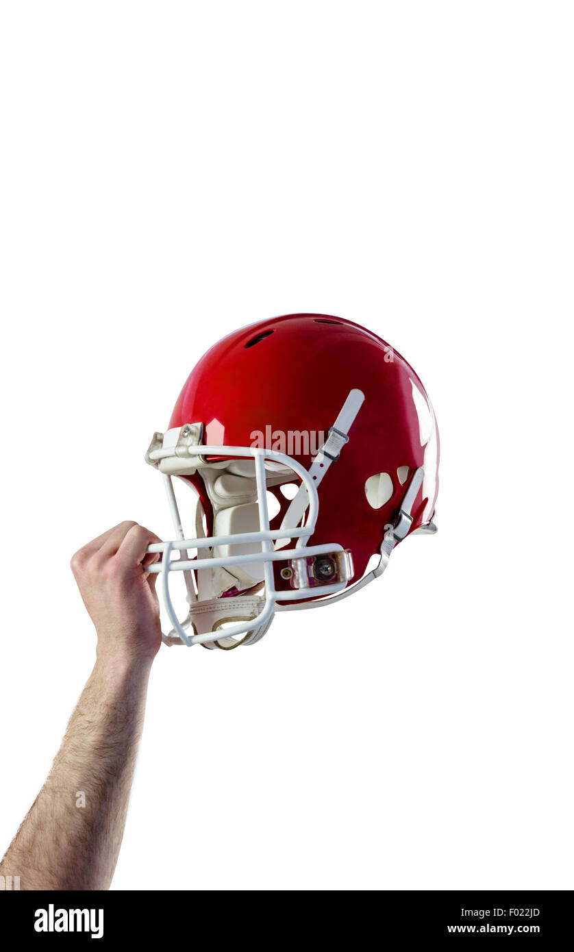 Un casco di un giocatore di football americano Foto Stock