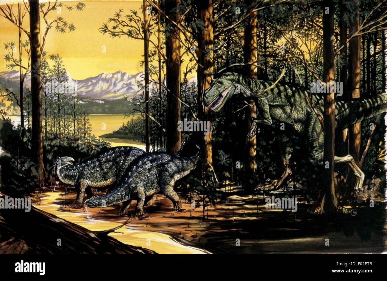 Zoopaleontologia - Giurassico - i dinosauri - Scelidosaurus - opera d'arte Foto Stock