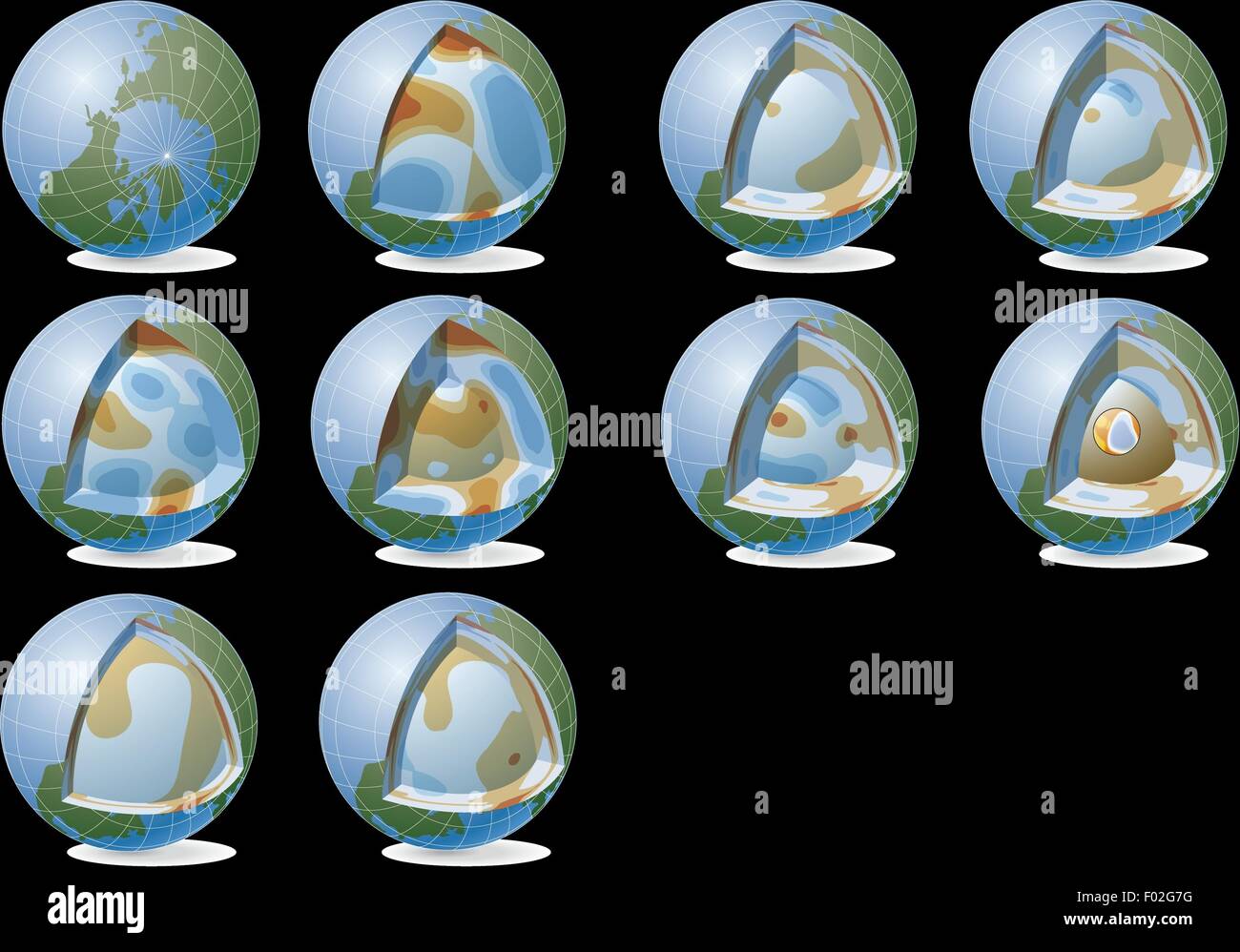 Geologia - tettonica. Tomografia sismica. Schema colori Foto Stock