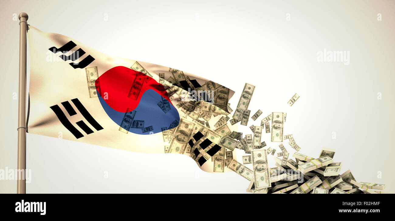 Immagine composita di caduta di dollari Foto Stock