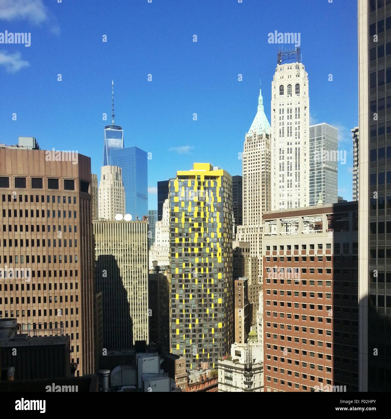 Grattacieli del quartiere finanziario, Manhattan, New York City, Stati Uniti d'America Foto Stock