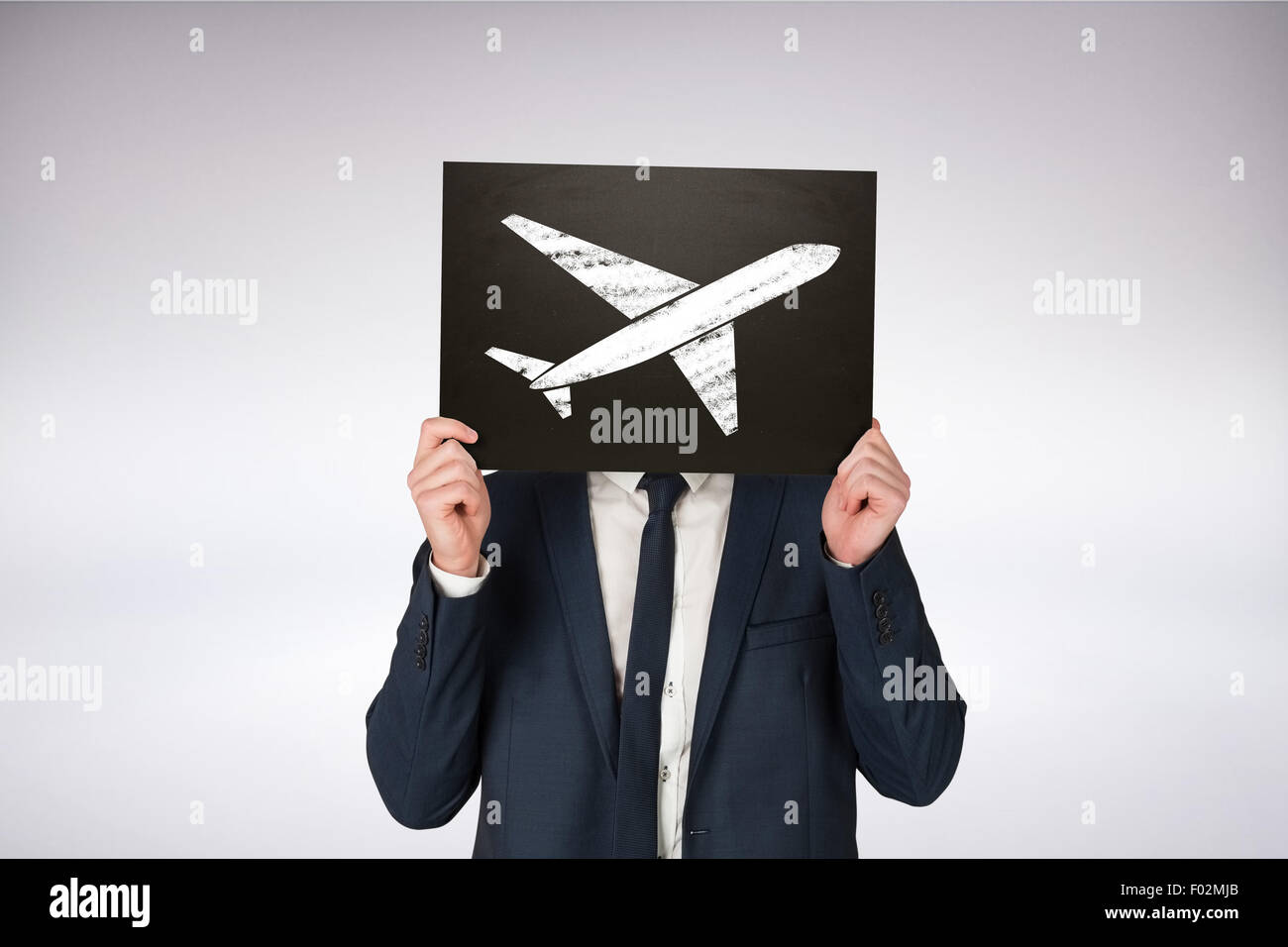 Immagine composita di imprenditore tenendo la scheda Foto Stock