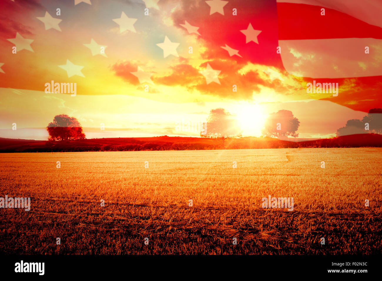 Immagine composita di altamente dettagliate in 3D rendering di una bandiera americana Foto Stock