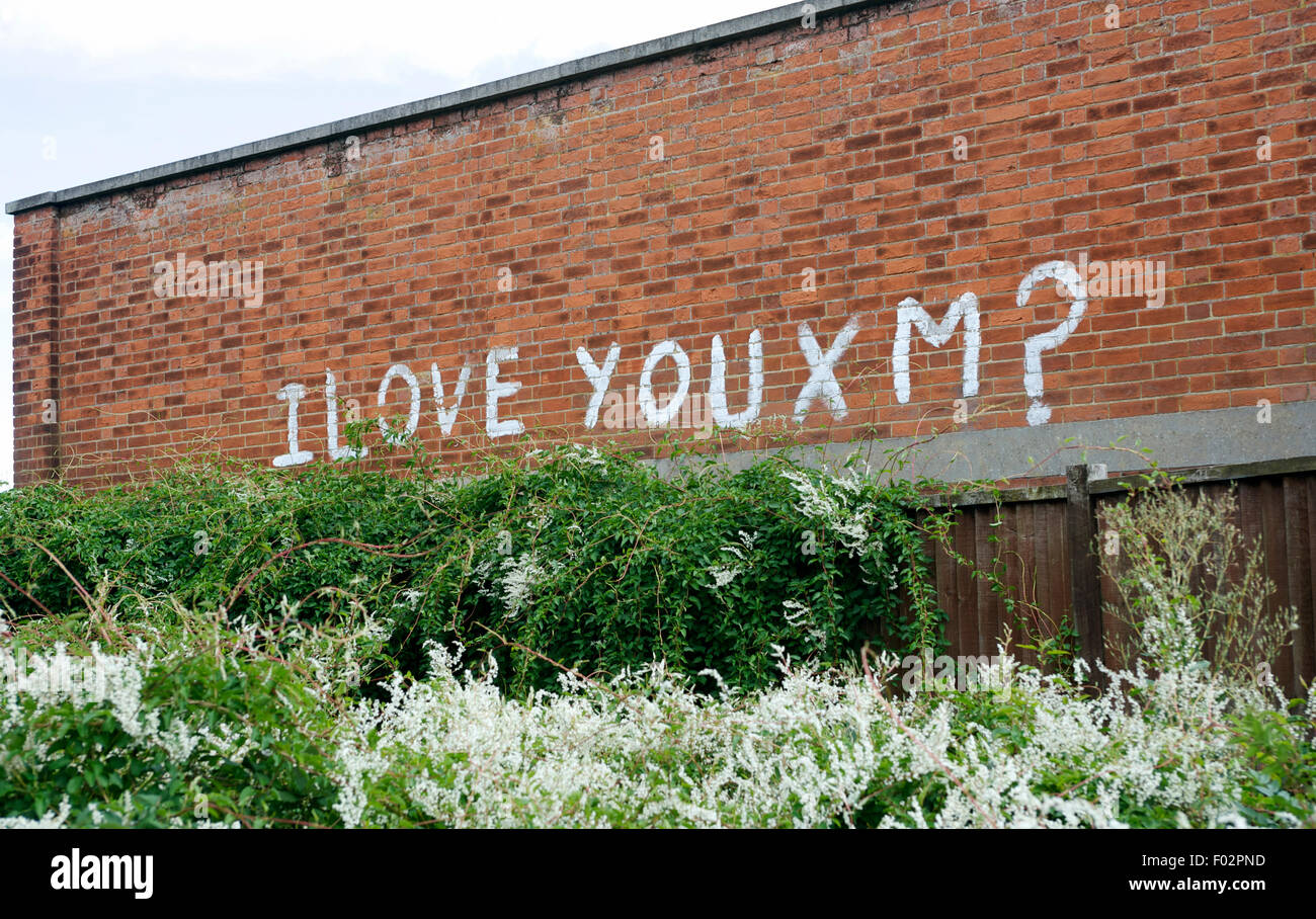 "Ti amo X M' graffiti Ipswich Suffolk REGNO UNITO Foto Stock