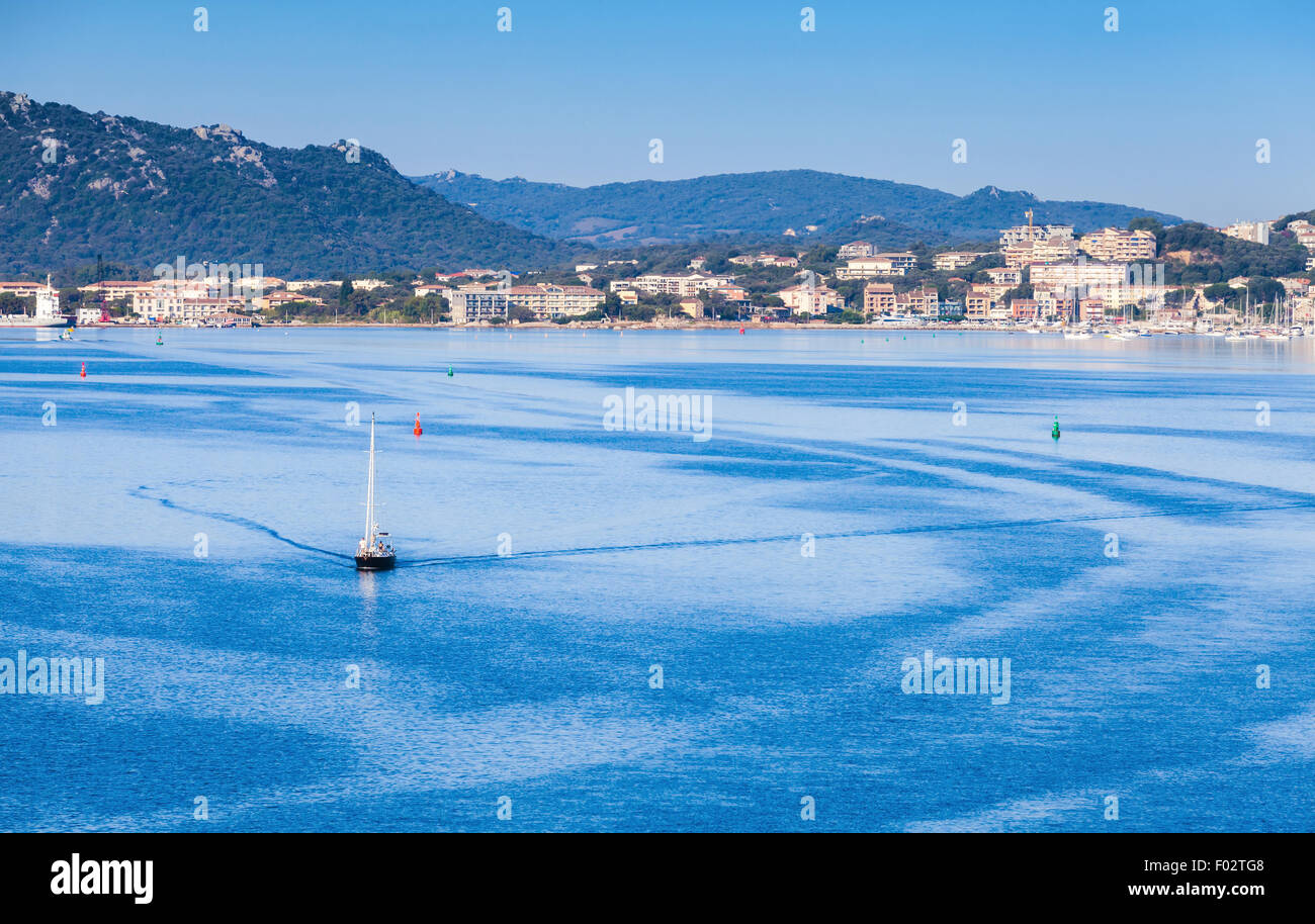 Paesaggio di mattina di Porto-Vecchio bay, Corsica, Francia Foto Stock