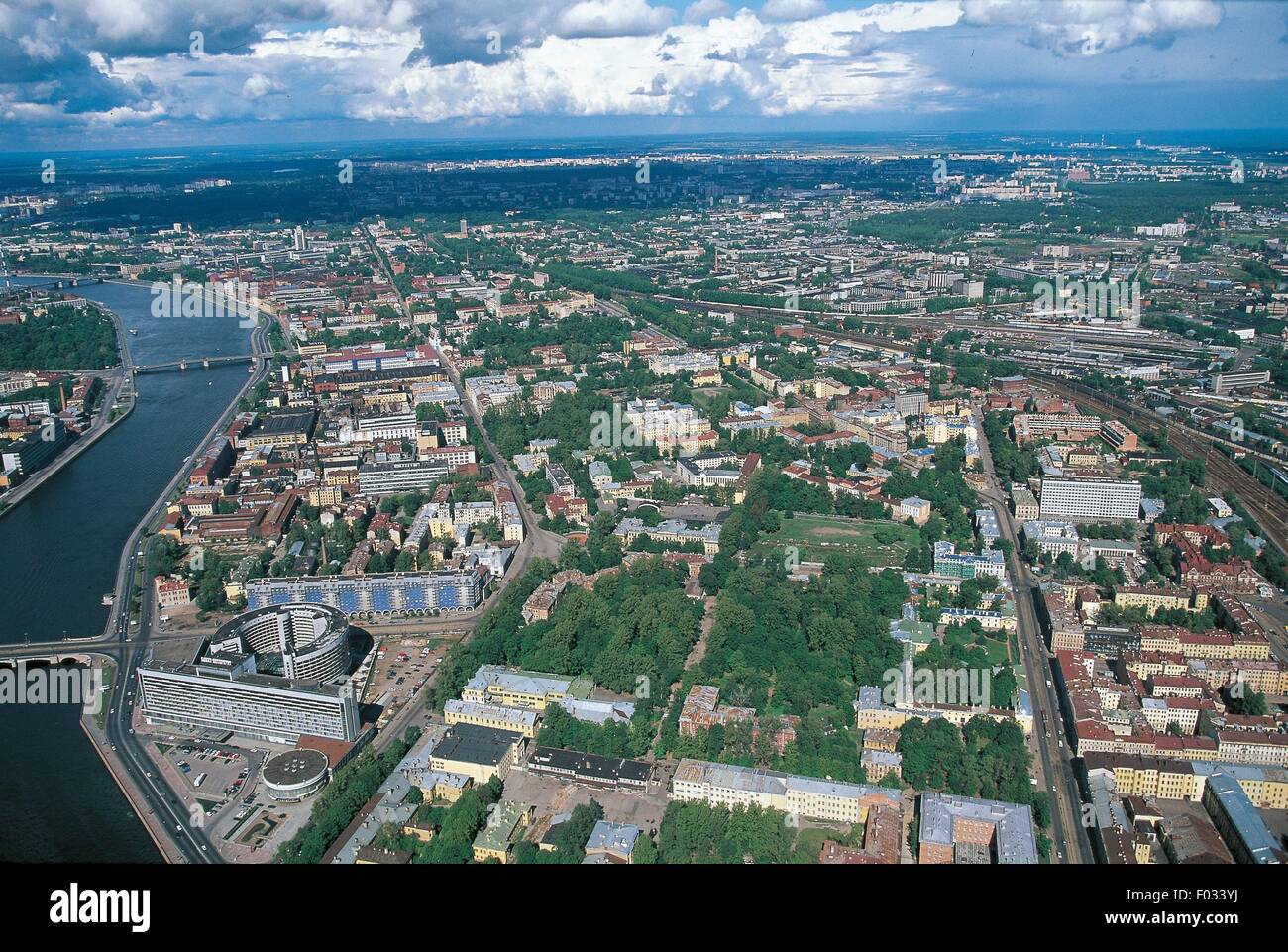 Vista aerea di San Pietroburgo e il fiume Neva, Russia Foto Stock