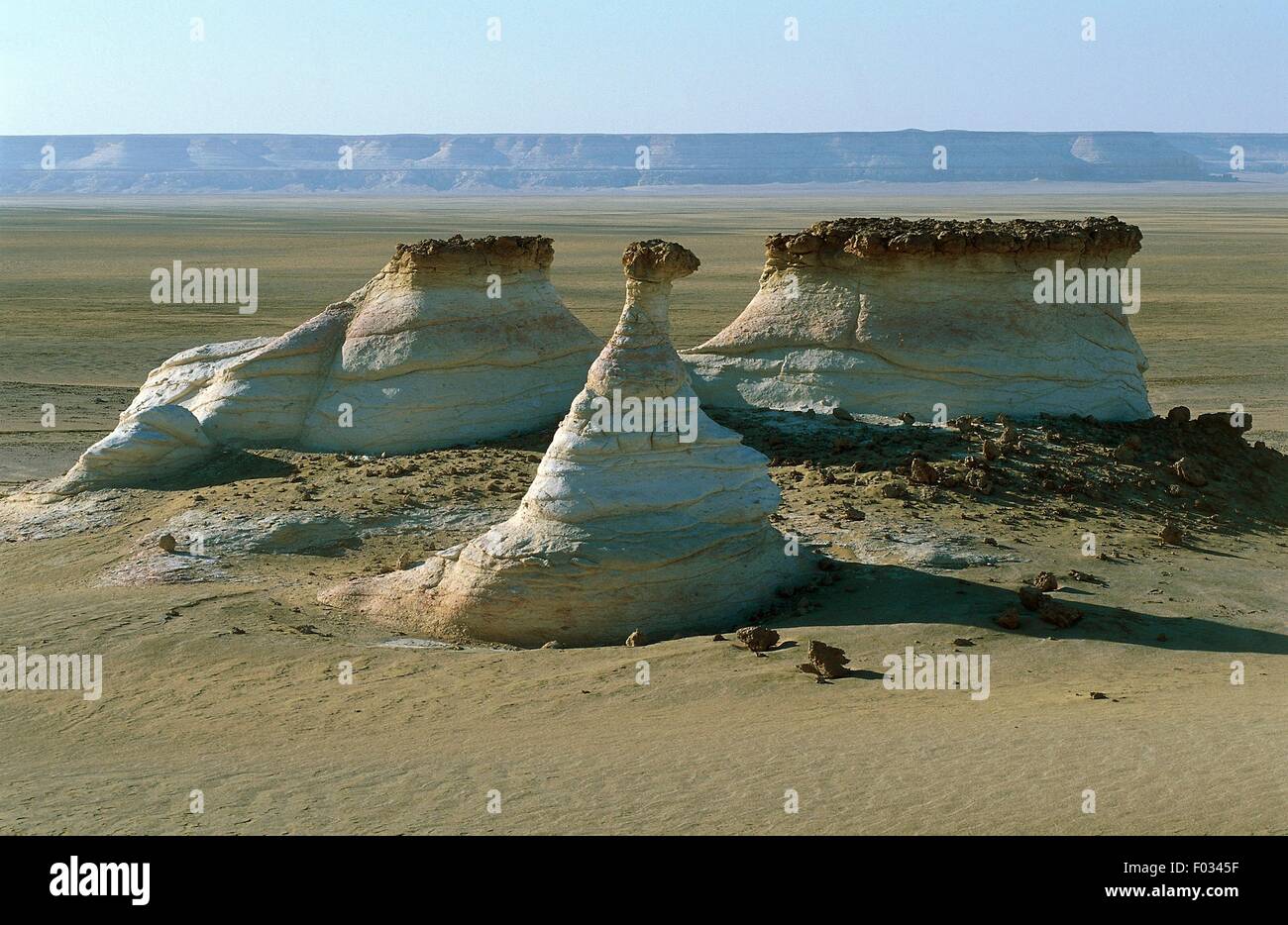 Formazioni geologiche, Qattara depressione, deserto libico, il Deserto del Sahara, Egitto. Foto Stock