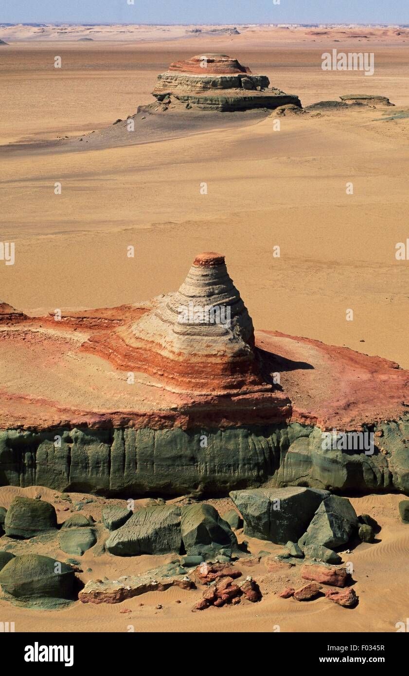 Formazioni geologiche, Qattara depressione, deserto libico, il Deserto del Sahara, Egitto. Foto Stock