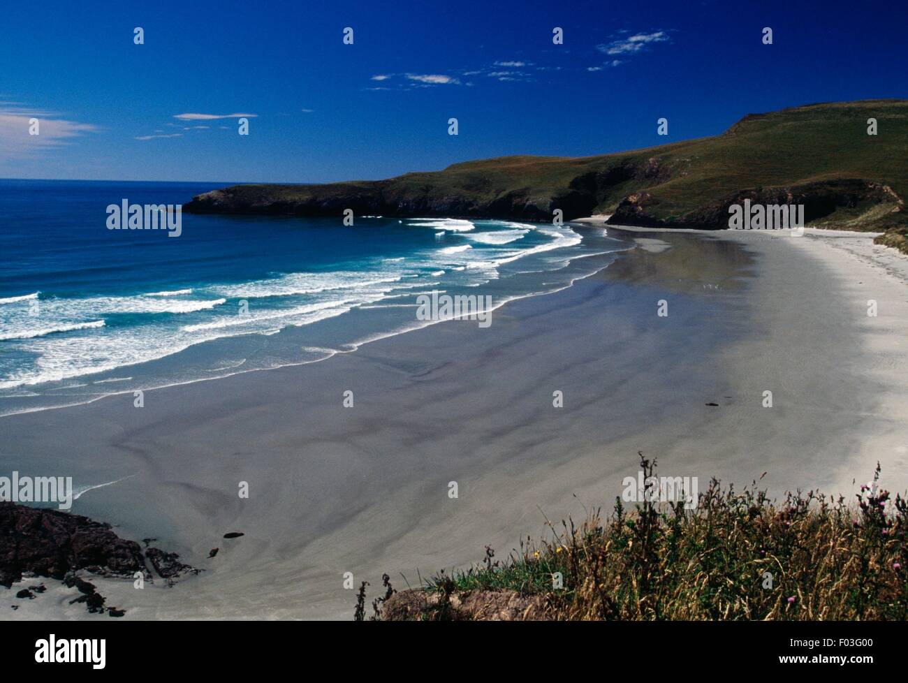 Tautuku Bay e Tautuku penisola, il Catlins, South Island, in Nuova Zelanda. Foto Stock