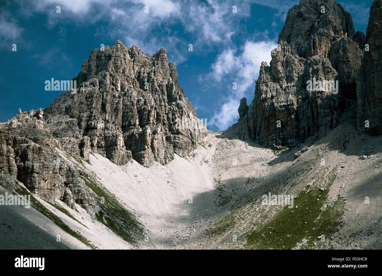 Val Montanaia, Parco Naturale Regionale delle Dolomiti Friulane, Friuli Venezia Giulia, Italia. Foto Stock