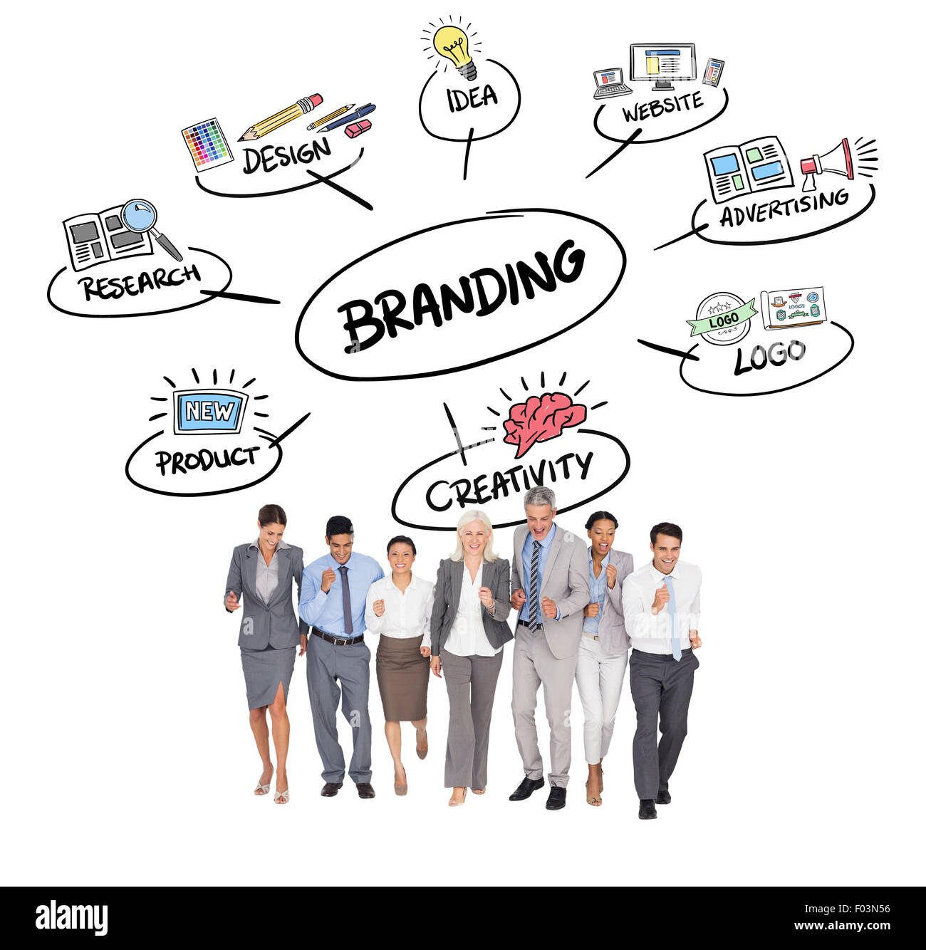 Immagine composita della gente di affari in esecuzione insieme Foto Stock