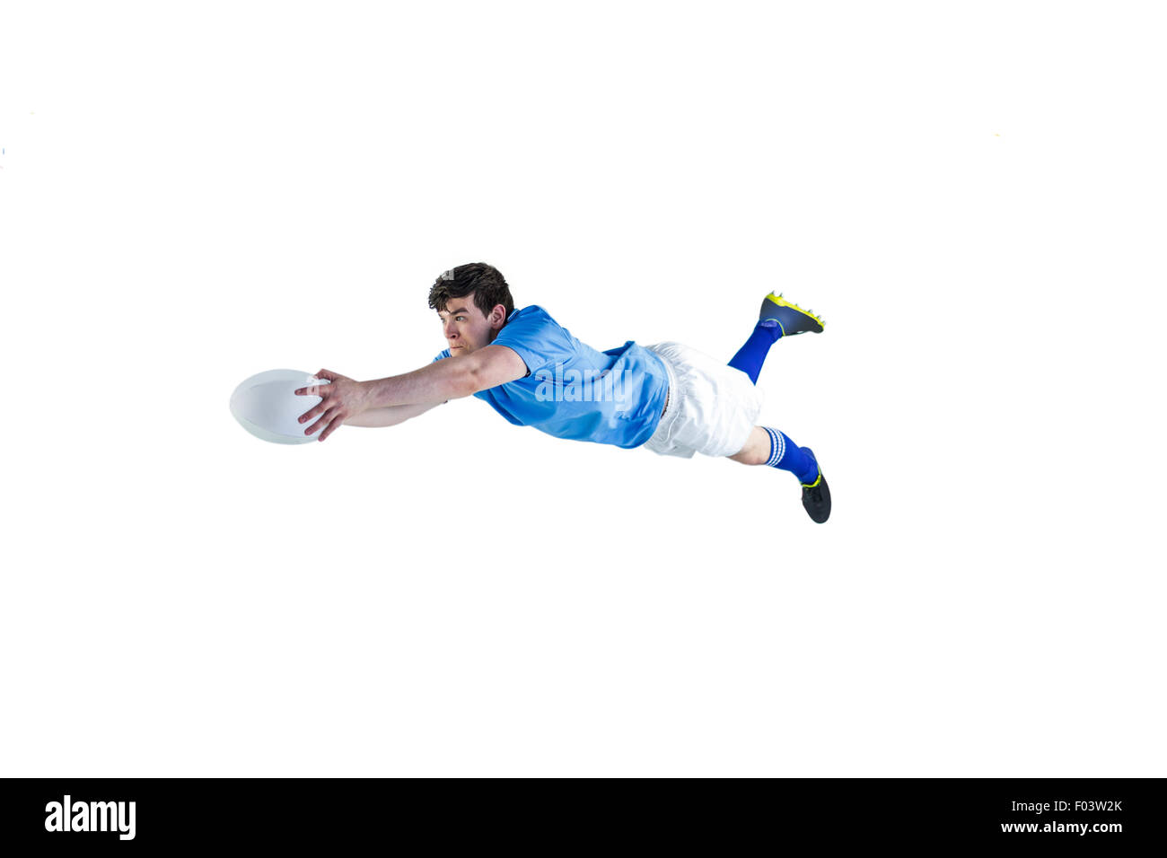 Un giocatore di rugby con un punteggio provare Foto Stock