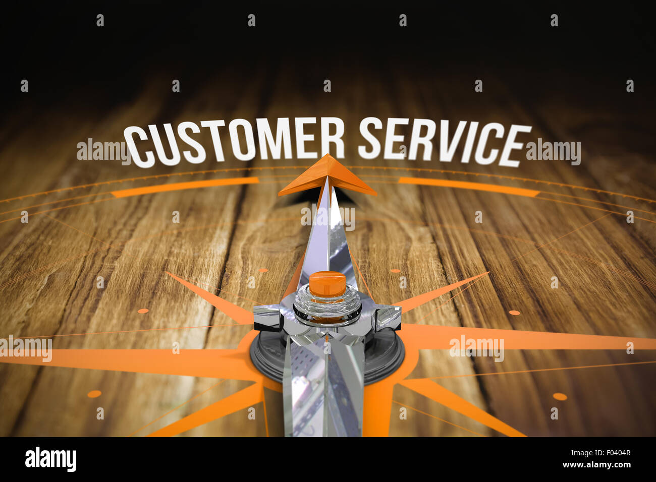 Servizio clienti contro il tavolo di legno Foto Stock