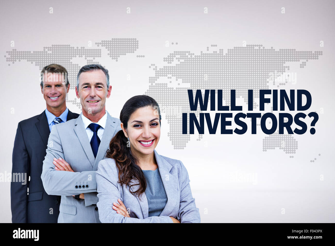 Immagine composita di happy business team in piedi in una linea Foto Stock