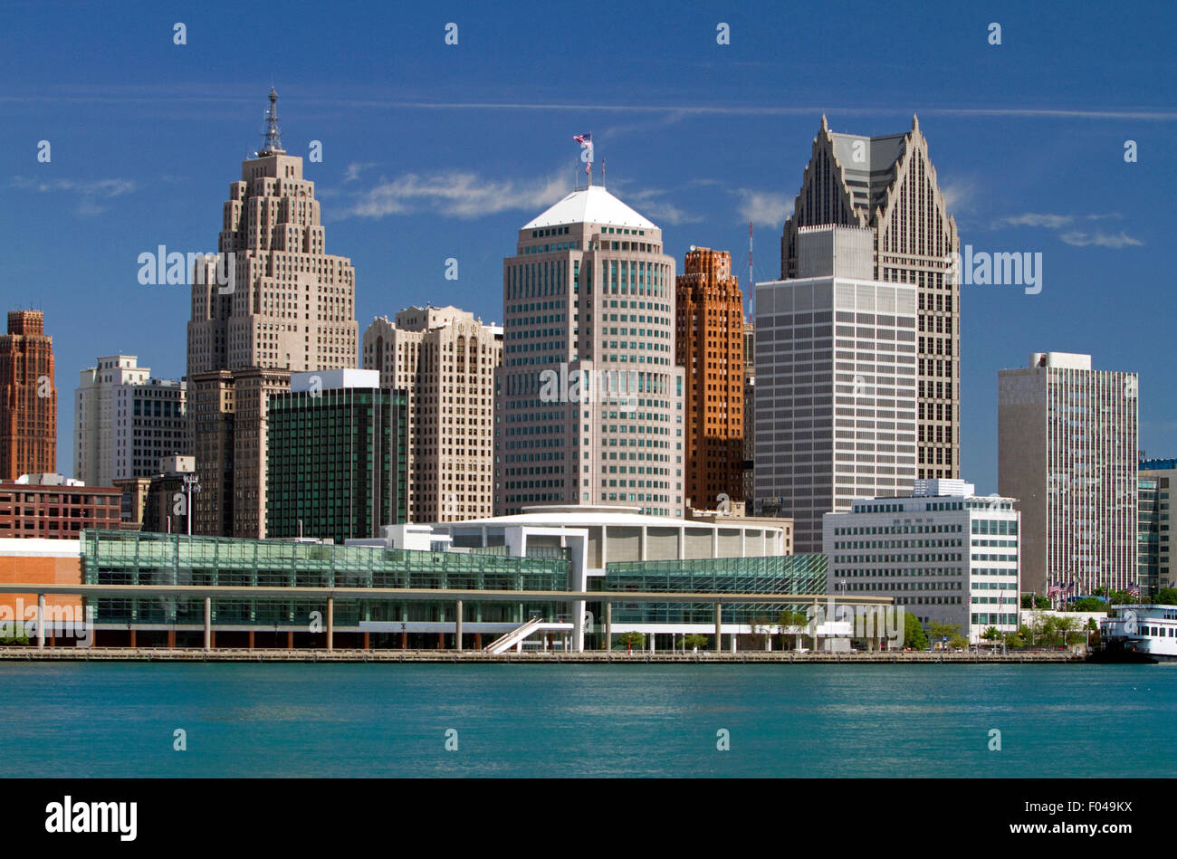 Internazionale di Detroit Riverfront, Michigan, Stati Uniti d'America. Foto Stock