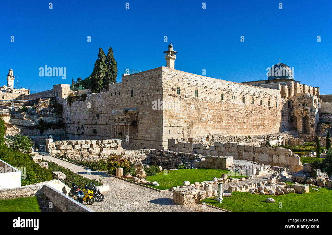 Israele, Gerusalemme, il muro occidentale e la moschea Al Aqsa Foto Stock