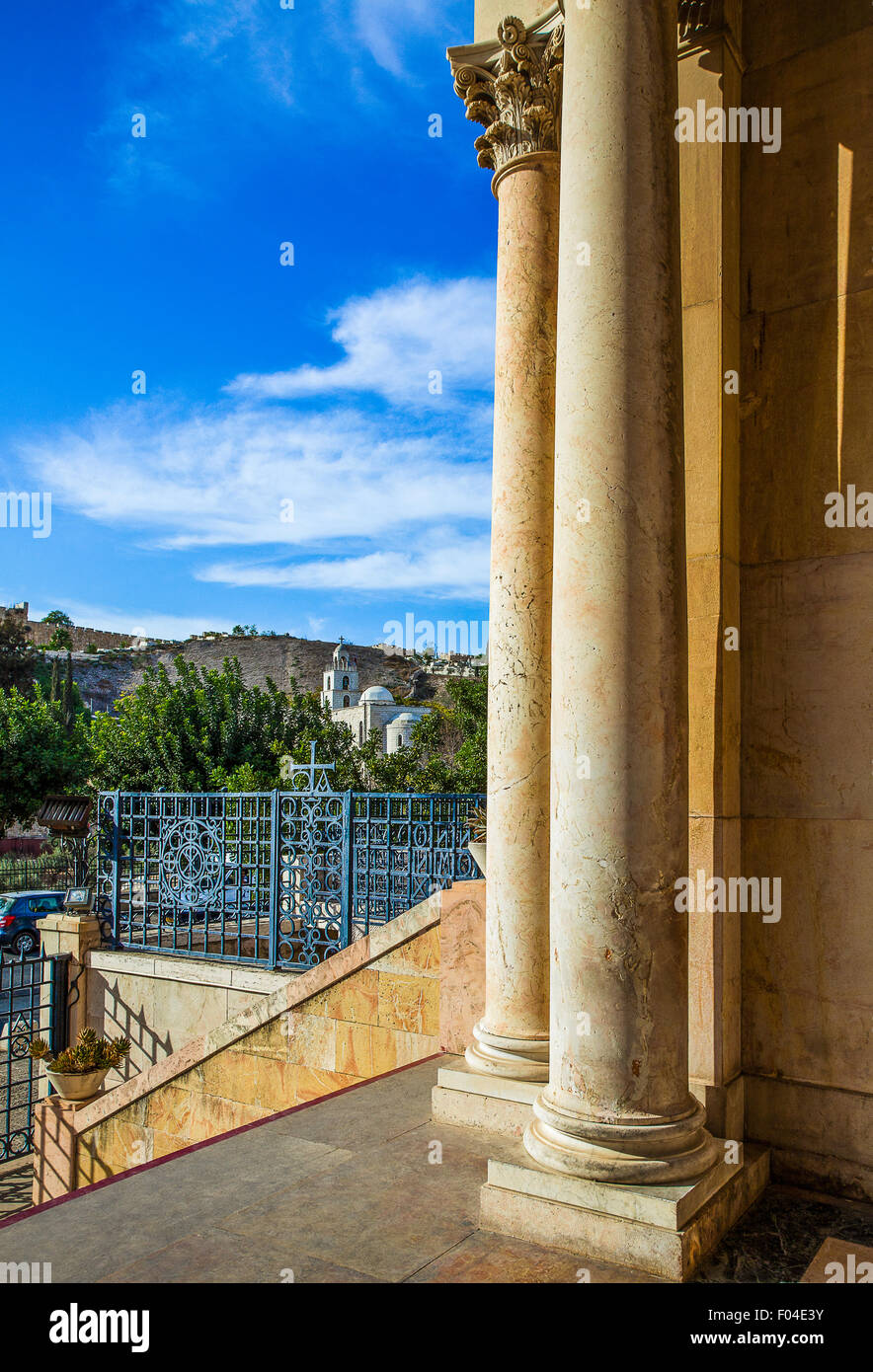 Israele, Gerusalemme, vista sulla città dal Getsemani Basilica Foto Stock