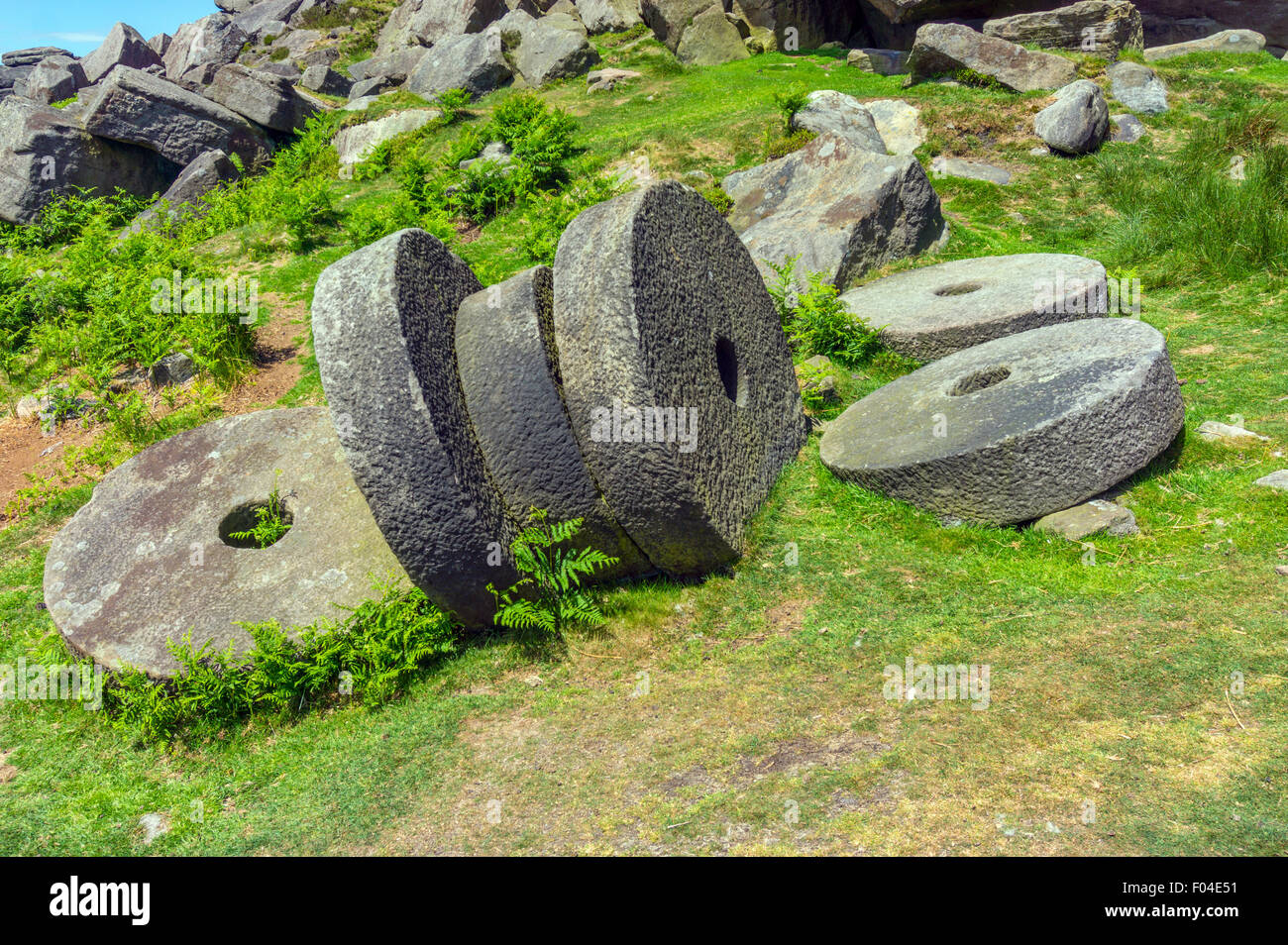 Macine abbandonate, Stanage Edge, Peak District, Derbyshire, Foto Stock
