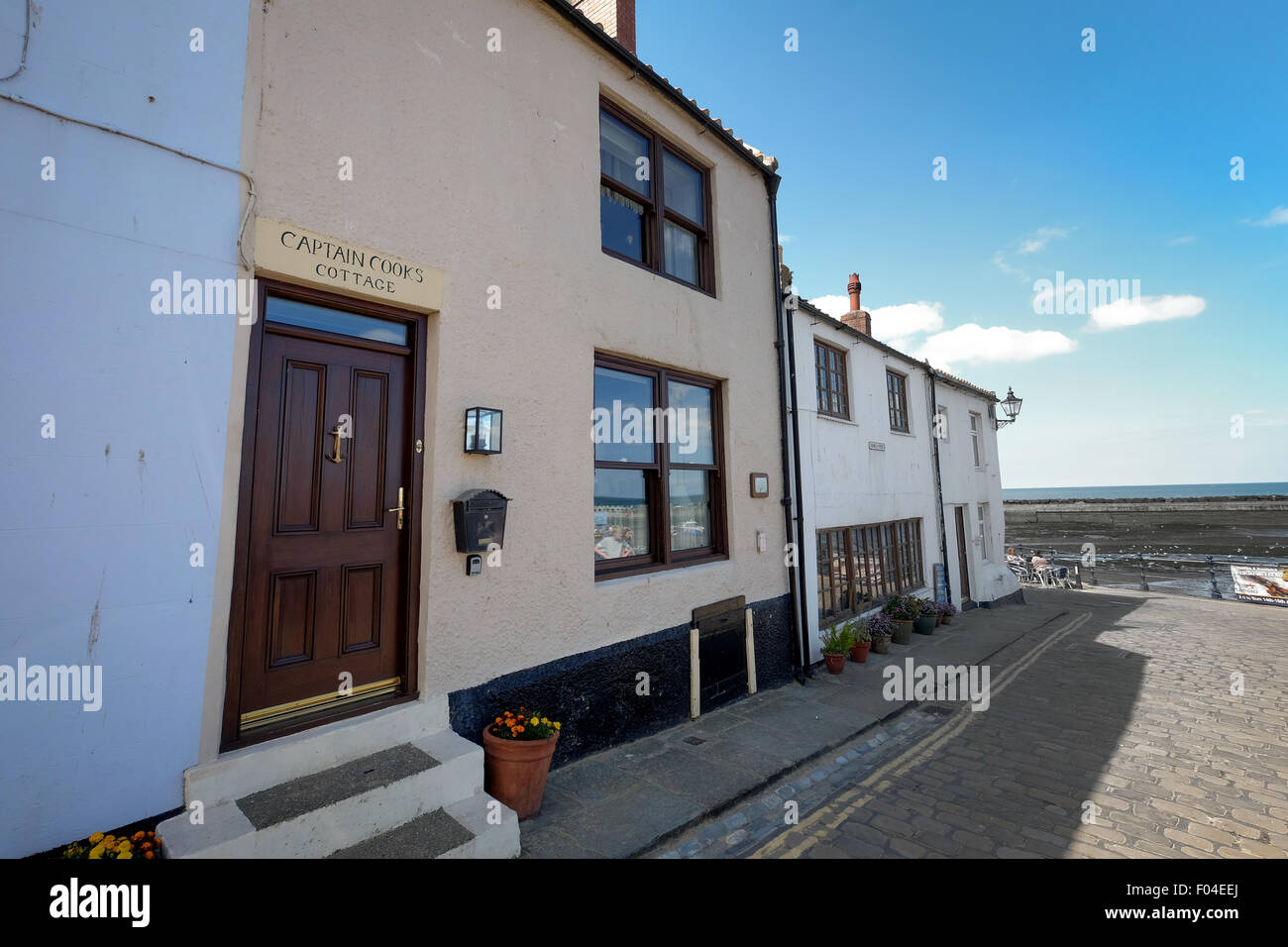 Il Cottage del Capitano Cook in Staithes, nello Yorkshire, Regno Unito Foto Stock