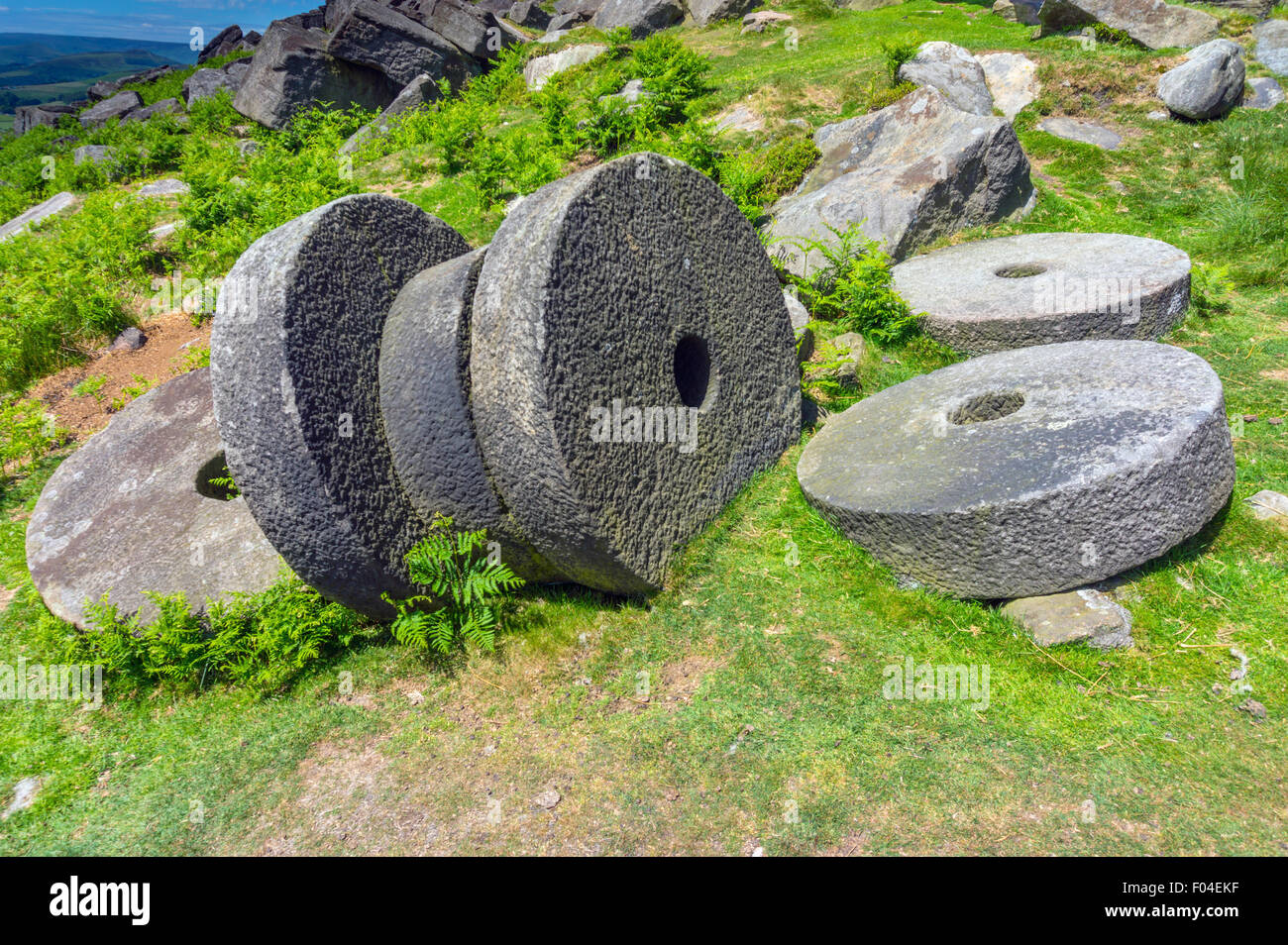 Macine abbandonate, Stanage Edge, Peak District, Derbyshire, Foto Stock