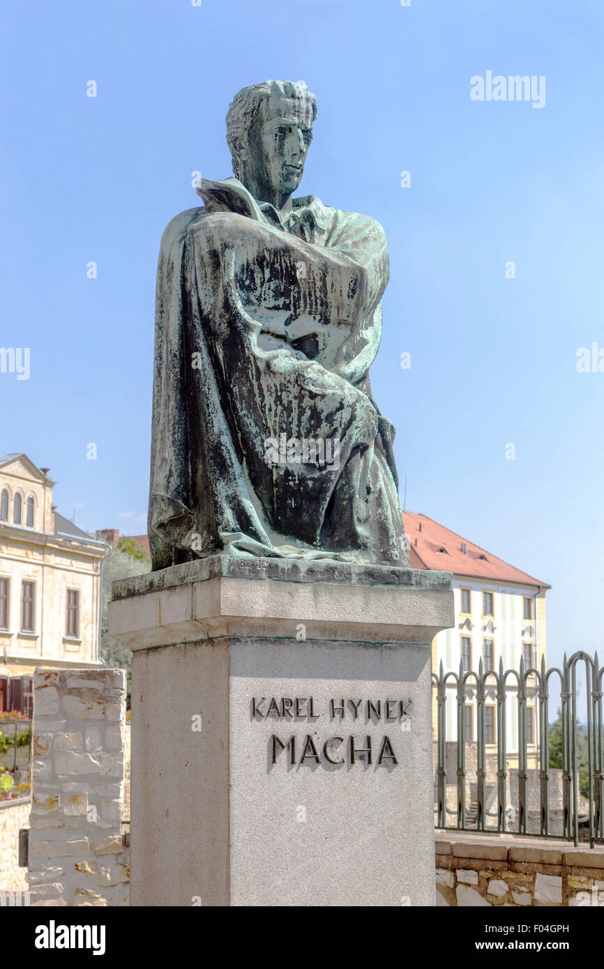 Statua di Karel Hynek Macha, Litomerice, Boemia settentrionale, Repubblica Ceca Foto Stock