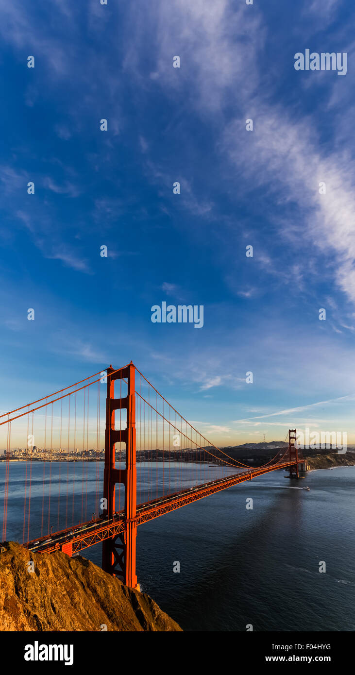 Sf Golden Gate bridge al tramonto Foto Stock