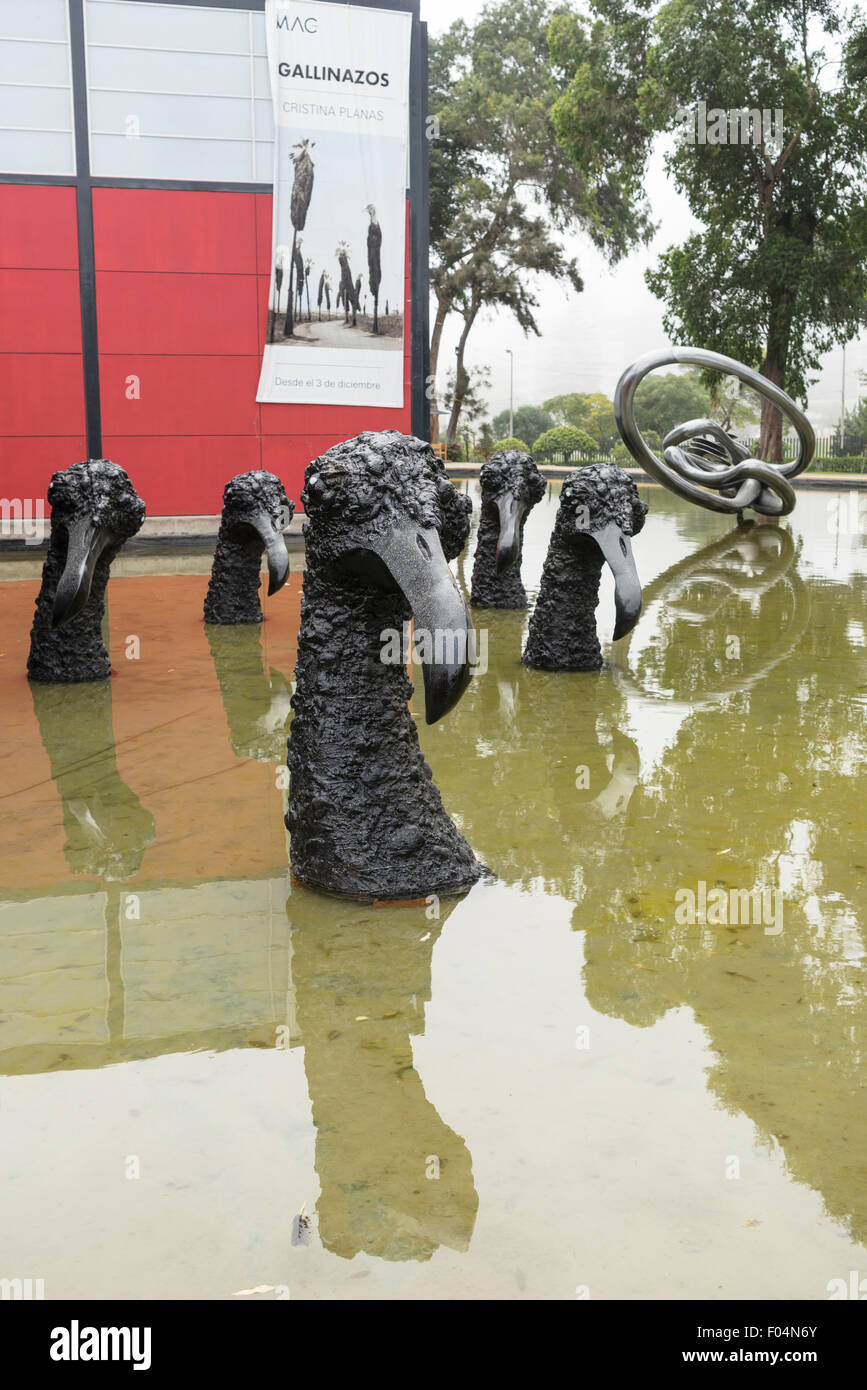 Installazione presso il MAC - Museo di Arte Contemporanea in Lima, Perù. Artista Cristina Planas ha presentato sette avvoltoi dei capi Foto Stock