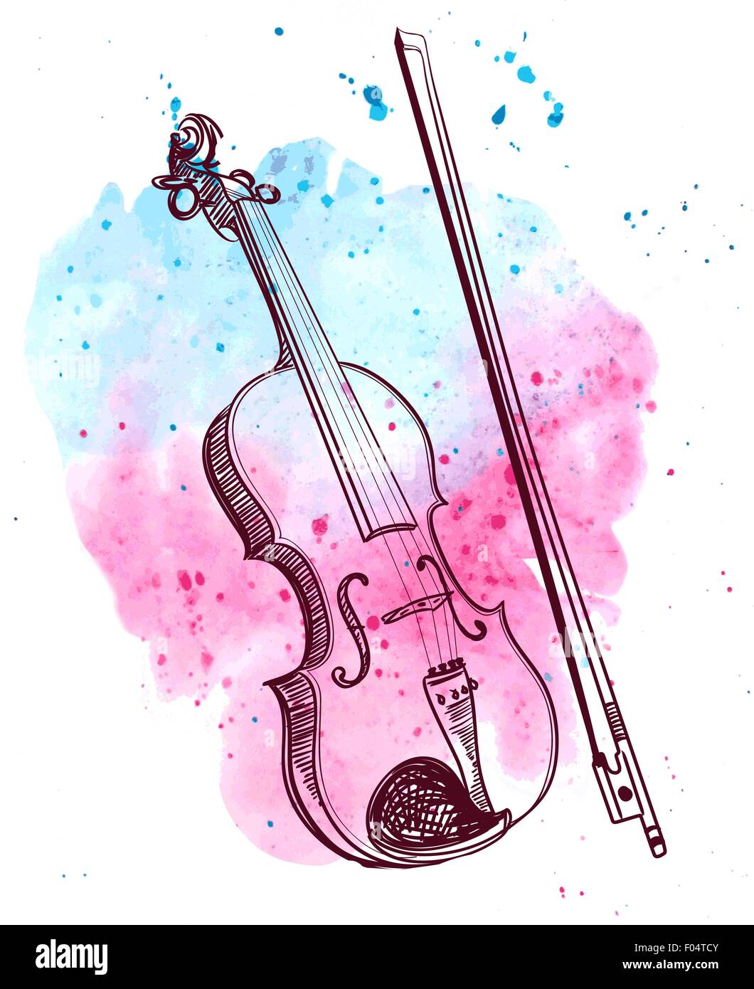 Disegnata a mano violino Illustrazione Vettoriale